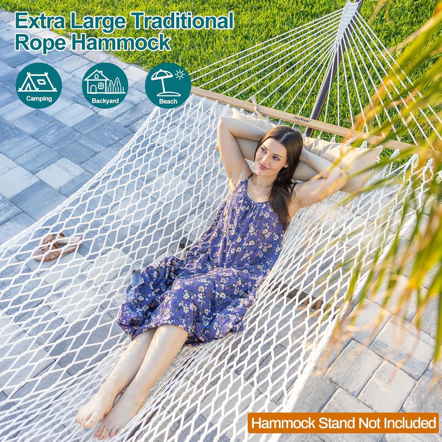 Hamaca Doble JoyView - Algodón Tejido a Mano con Almohada