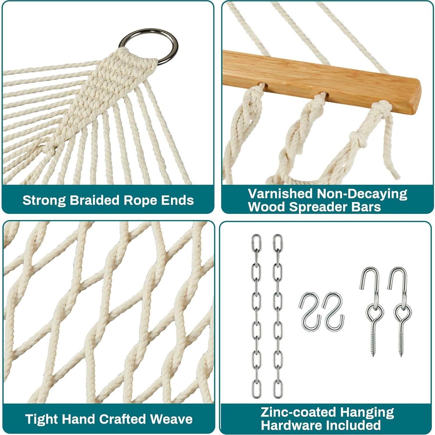 Hamaca Doble JoyView - Algodón Tejido a Mano con Almohada