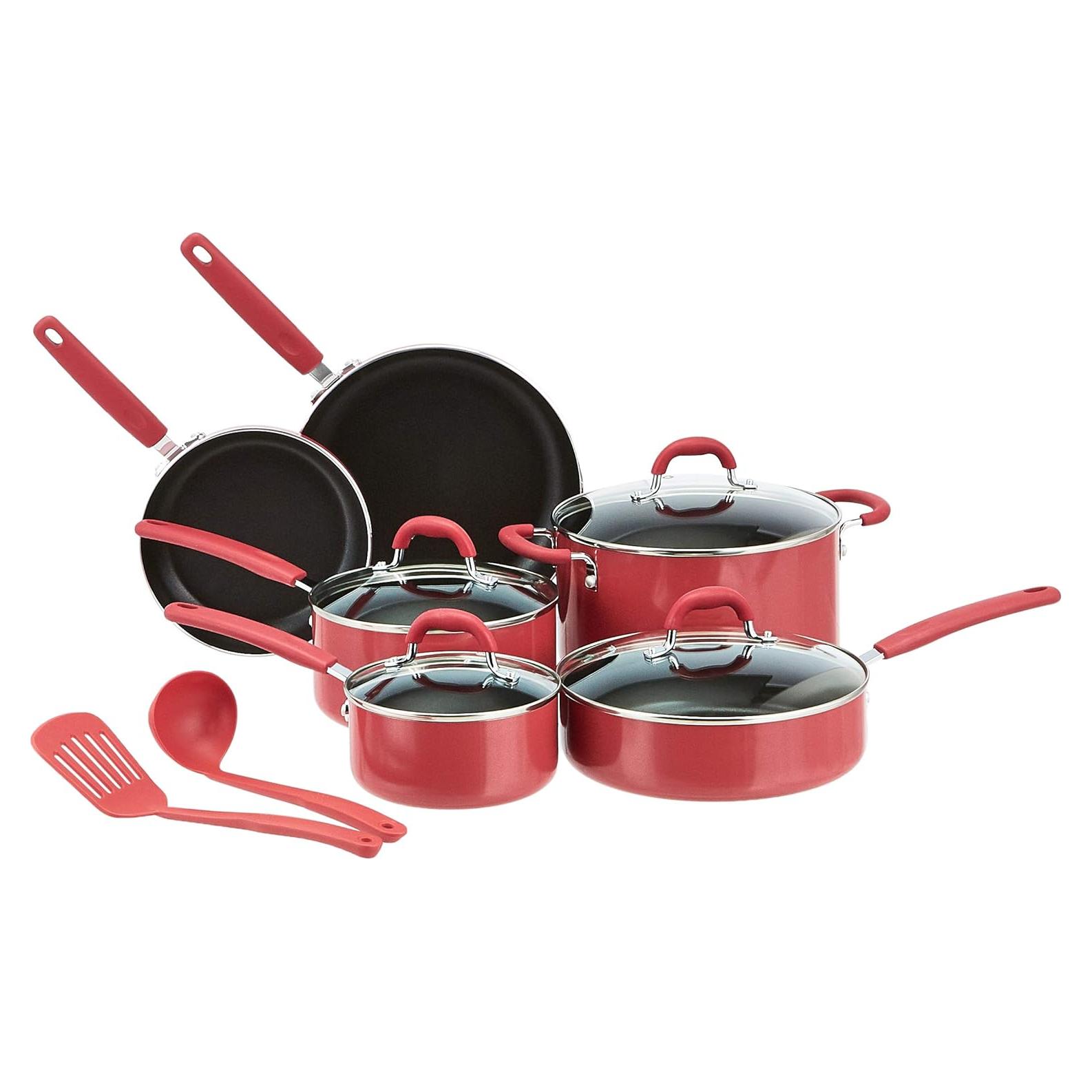 Juego de utensilios de cocina Amazon Basics 12 piezas rojo