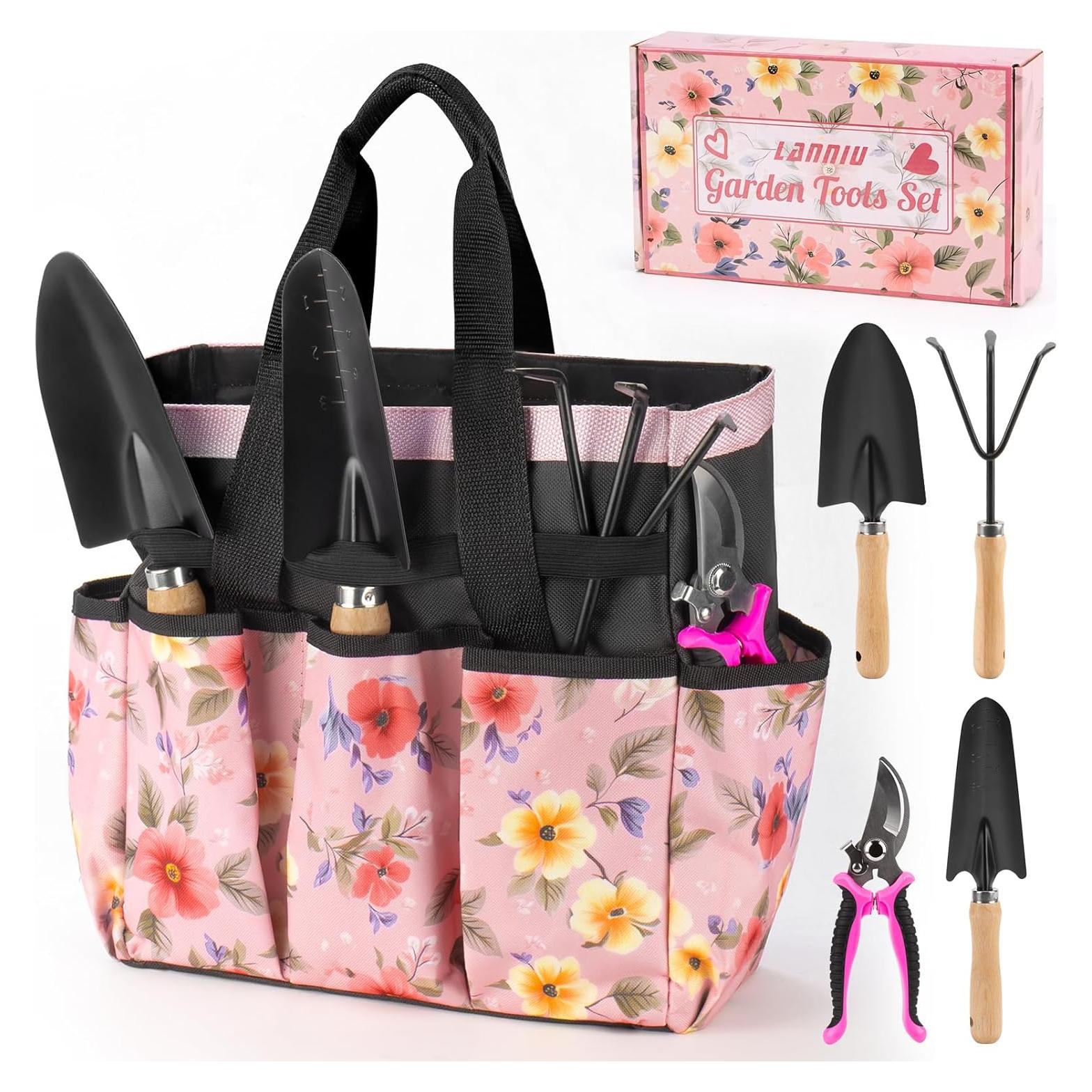 Juego de Herramientas de Jardinería Rosadas LANNIU 5 Piezas