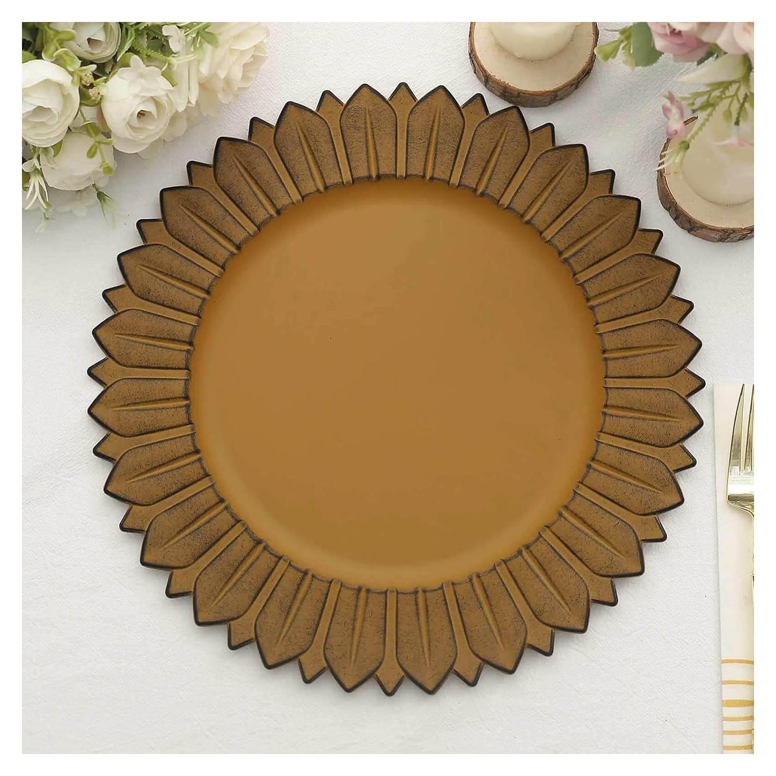 Platos Cargadores de Plástico Efavormart 33 cm Amarillo Mostaza