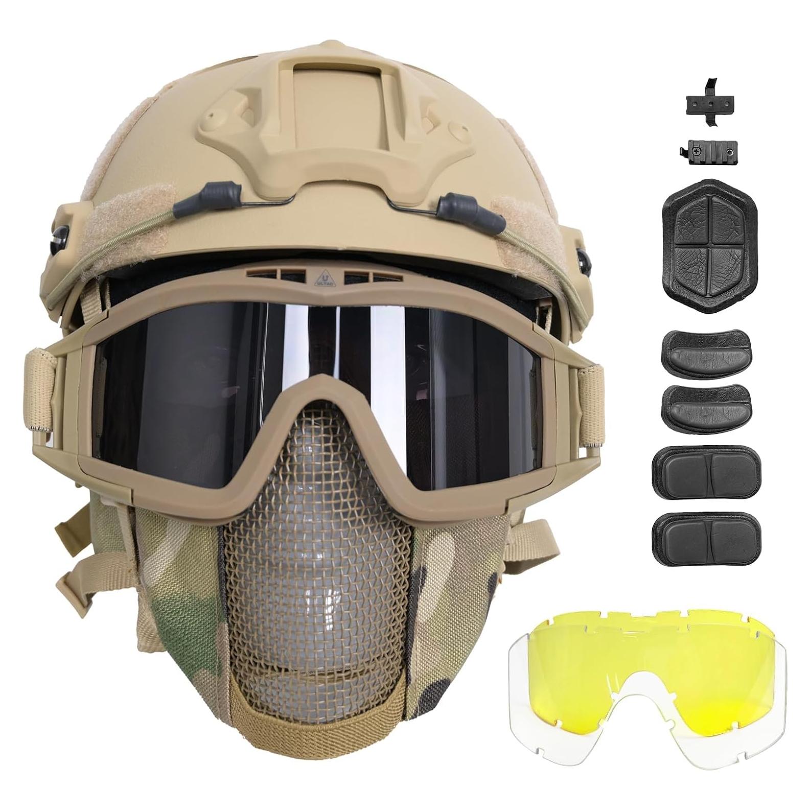 Casco Táctico ULTAC MICH2000 con Máscara y Protección Facial