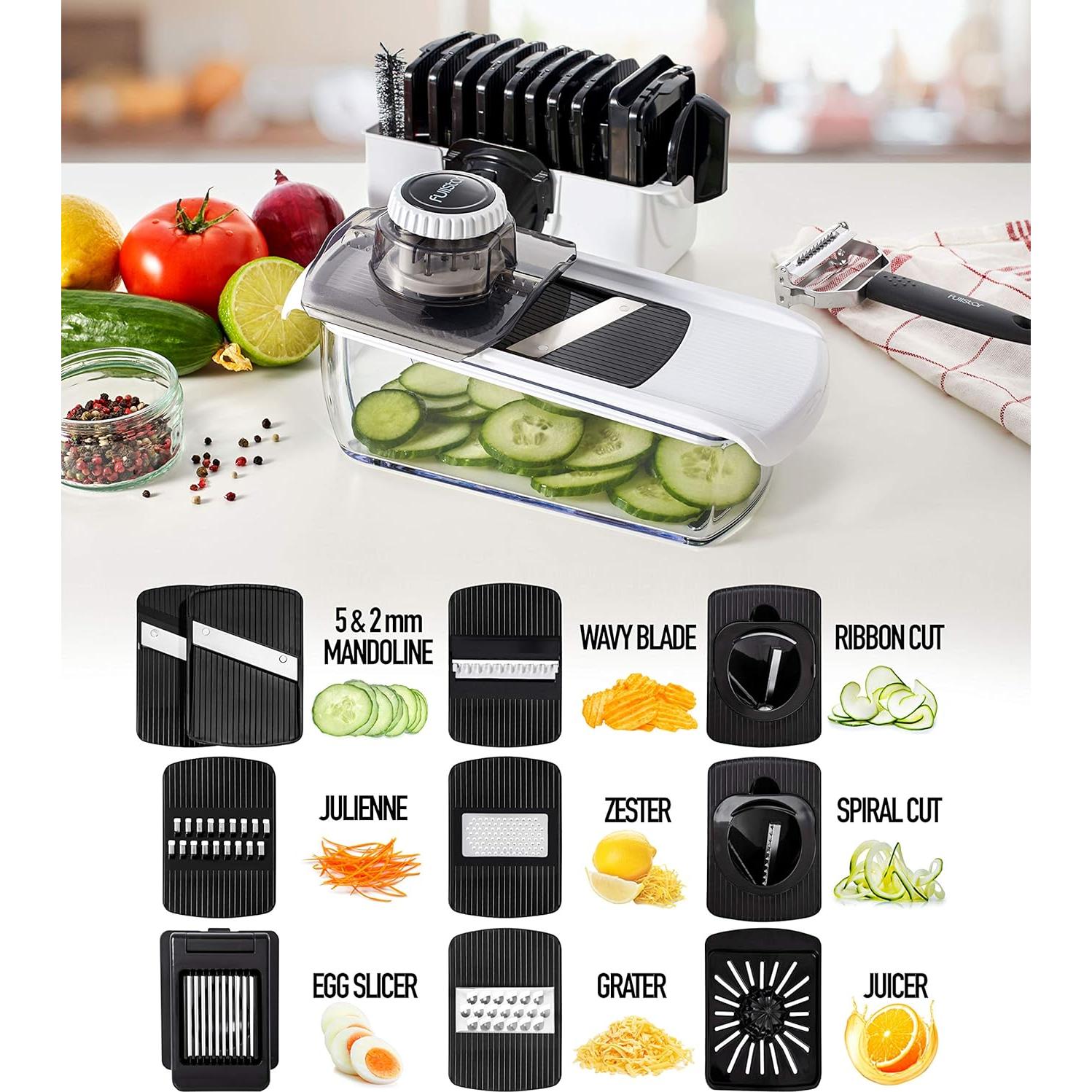 Mandolina Fullstar 11 en 1, Cortador de Verduras Blanco