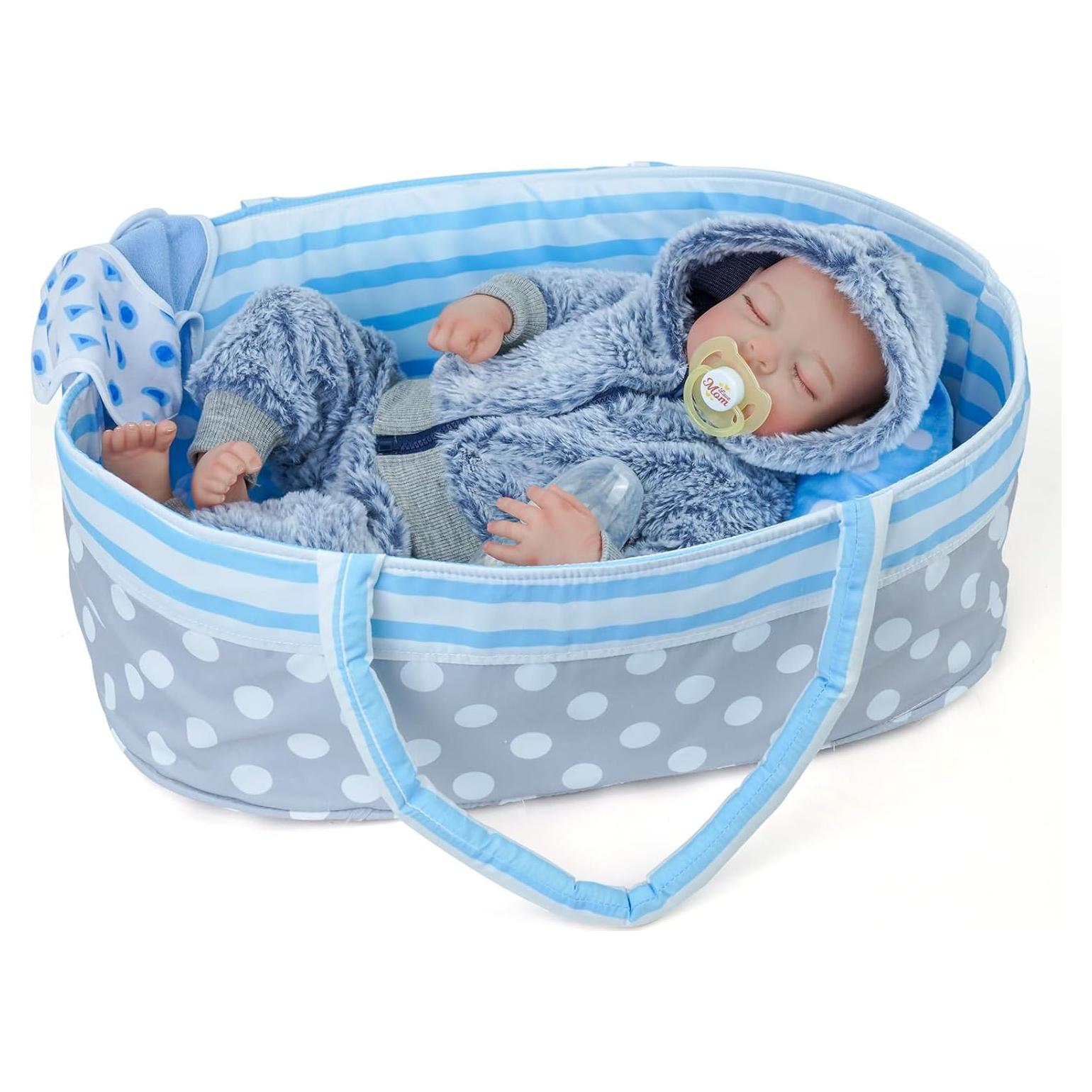 Muñeca Reborn de Silicona BABESIDE 43 cm con Cuna y Juguete