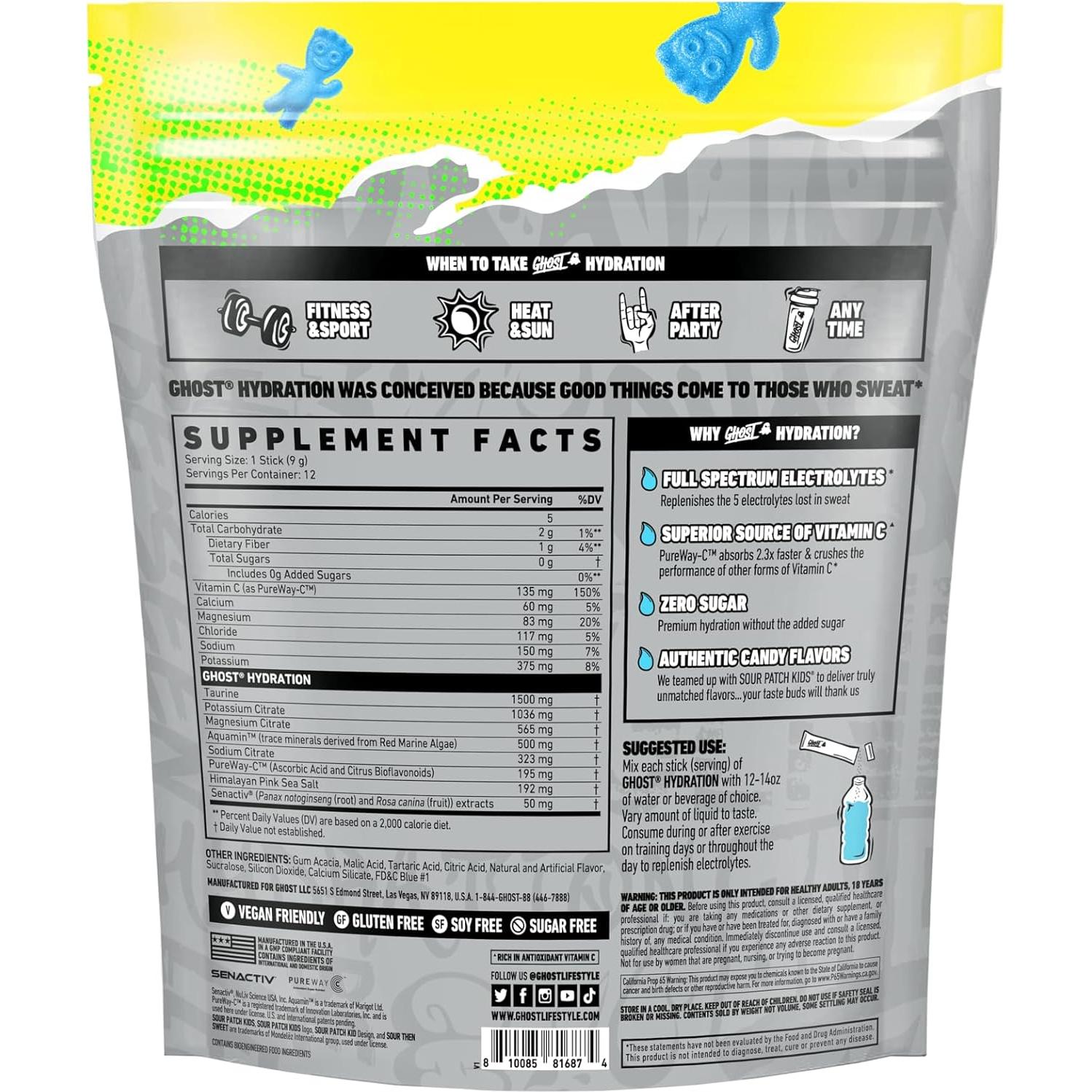 GHOST Hidratación Electrolitos Sour Patch Kids 12 Palitos