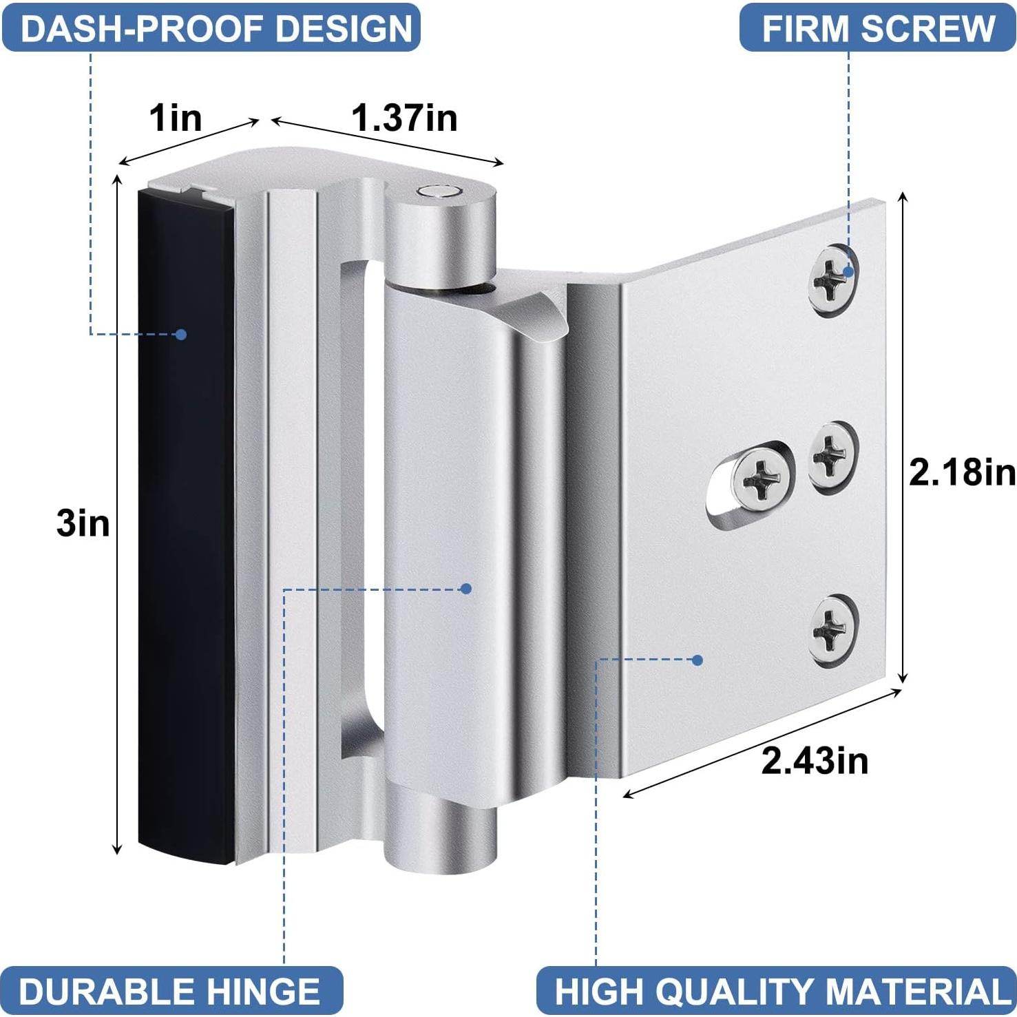 Cerraduras de Refuerzo Shimeyao para Puertas - 6 Piezas Plata