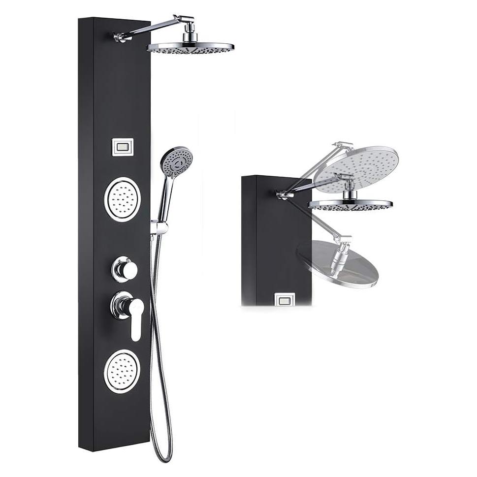 Panel de Ducha ROVOGO Acero Inoxidable Negro con Pantalla