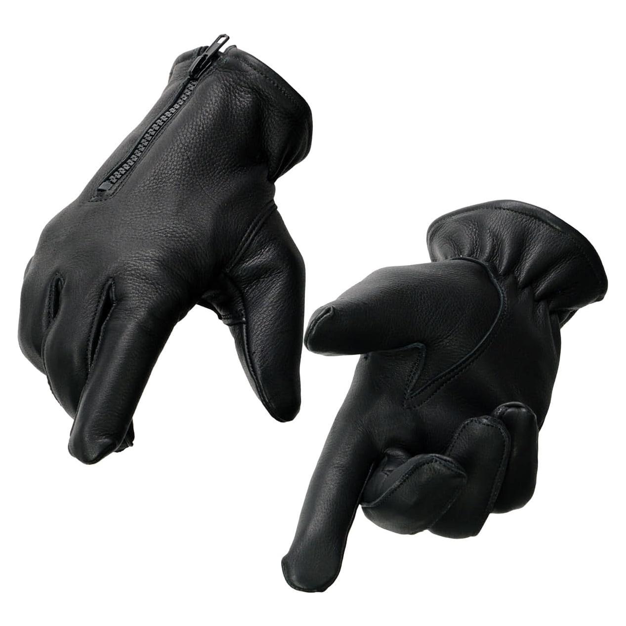 Guantes de motocicleta Milwaukee Leather SH866 de cuero negro térmicos