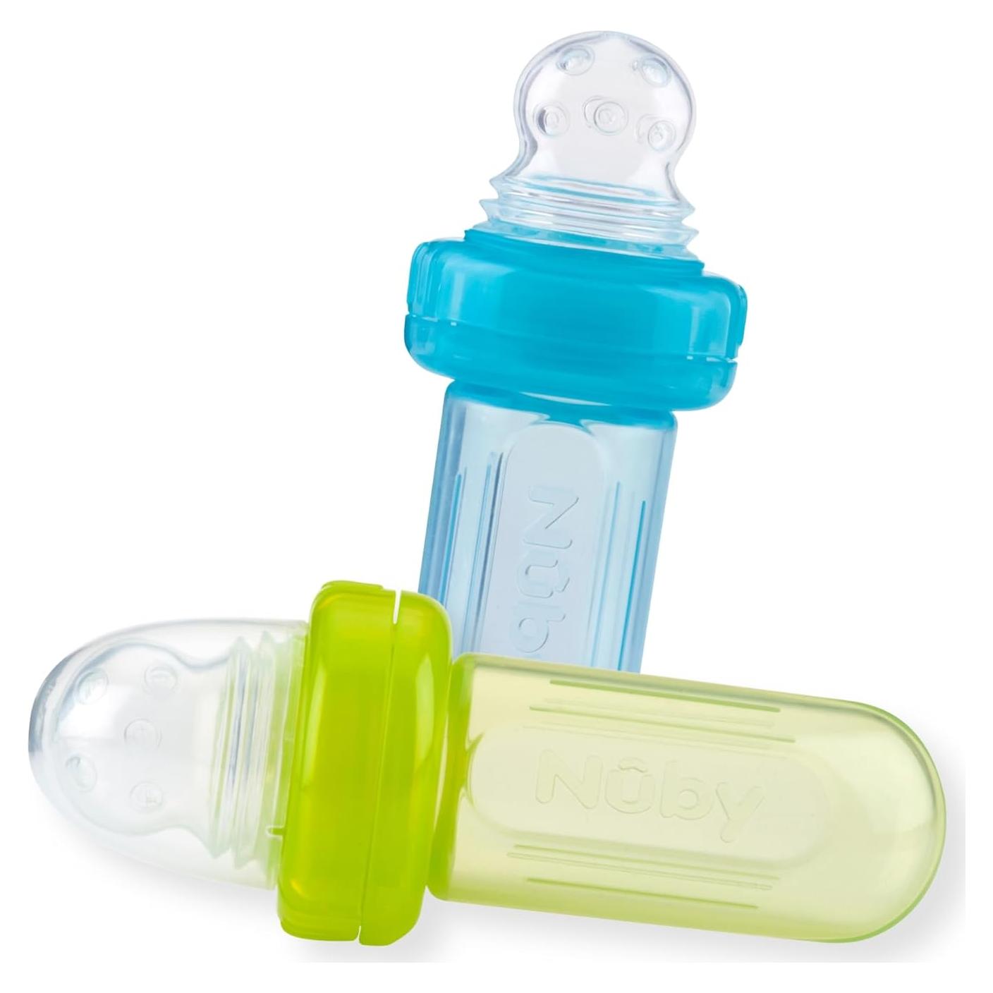 Nuby Dispensador de Comida Silicona para Bebés 2-Pack Aqua Verde