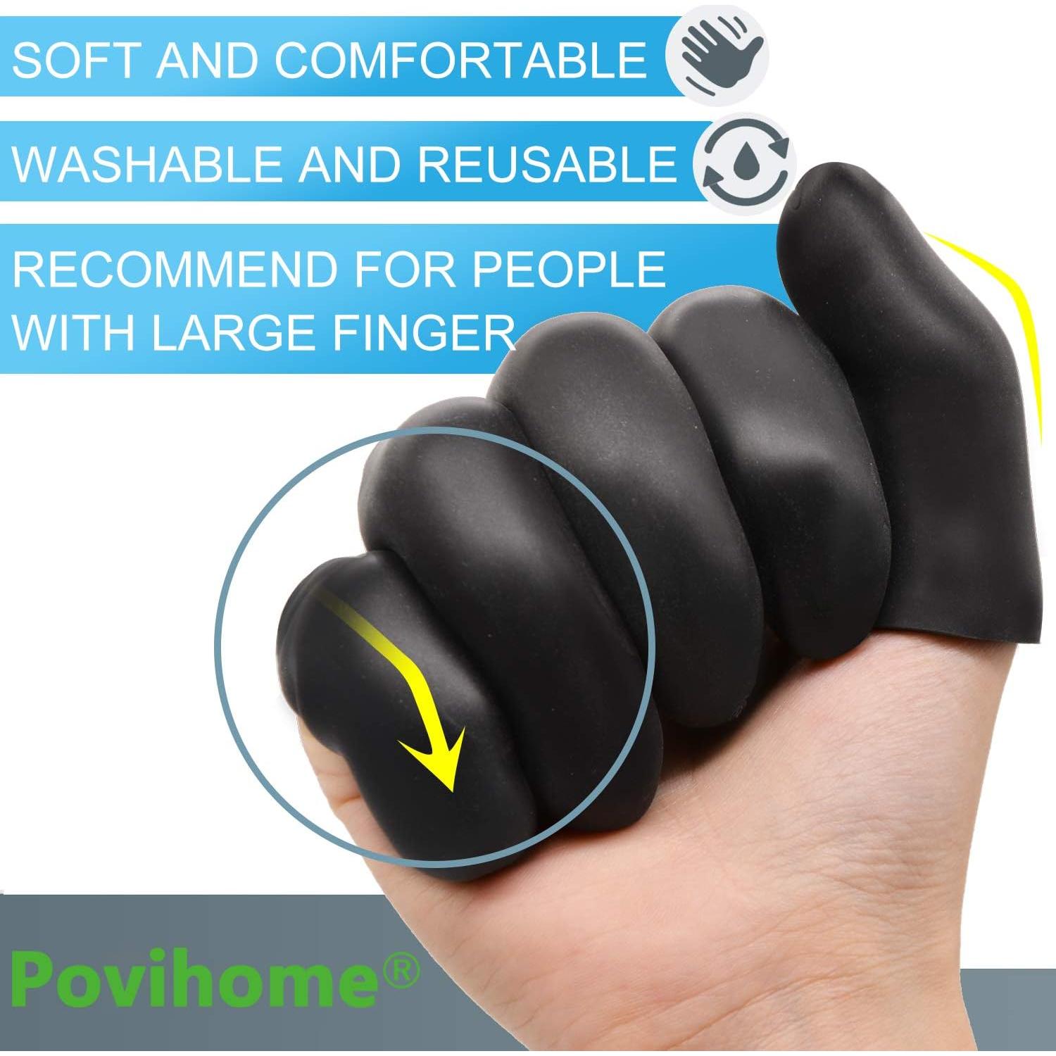 Protectores de Dedos Negros Povihome - Fundas Hidratantes 10 Unidades