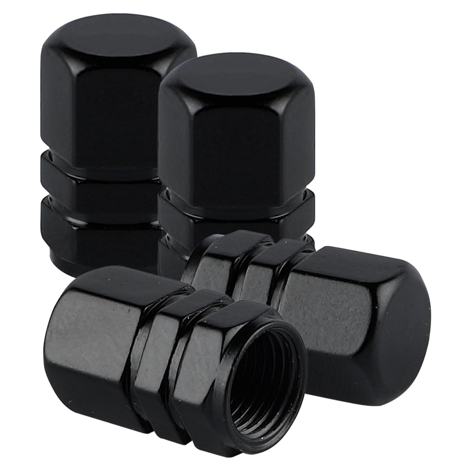 Tapas de Válvula de Neumático Aluminio Alpmosn 4 Piezas Negro