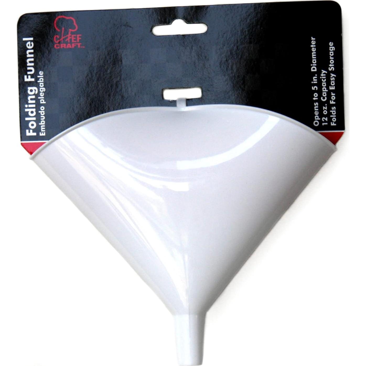 Chef Craft Select Plastic Folding Funnel, 5 inch Diameter 12 Ounce Capacity, White