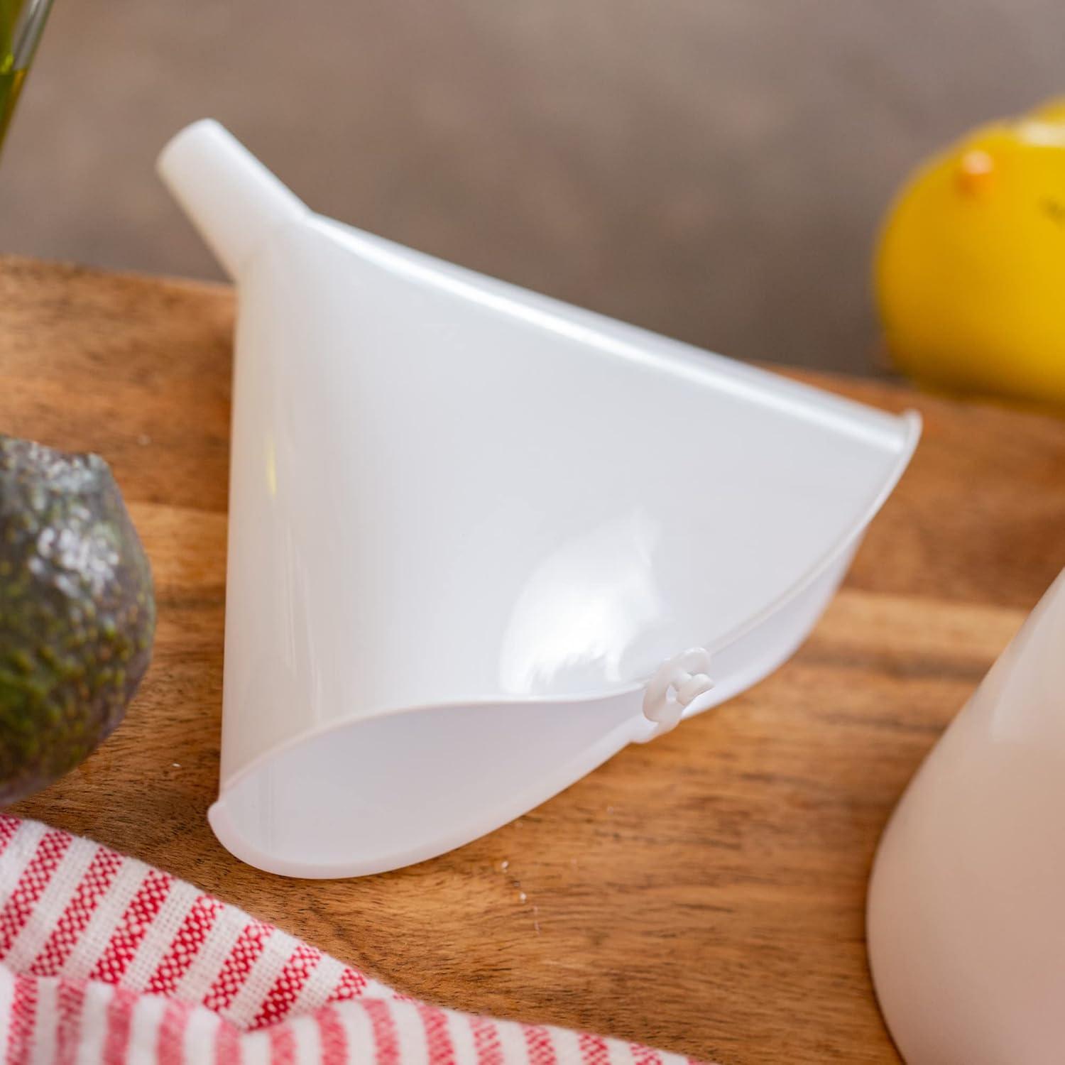 Chef Craft Select Plastic Folding Funnel, 5 inch Diameter 12 Ounce Capacity, White