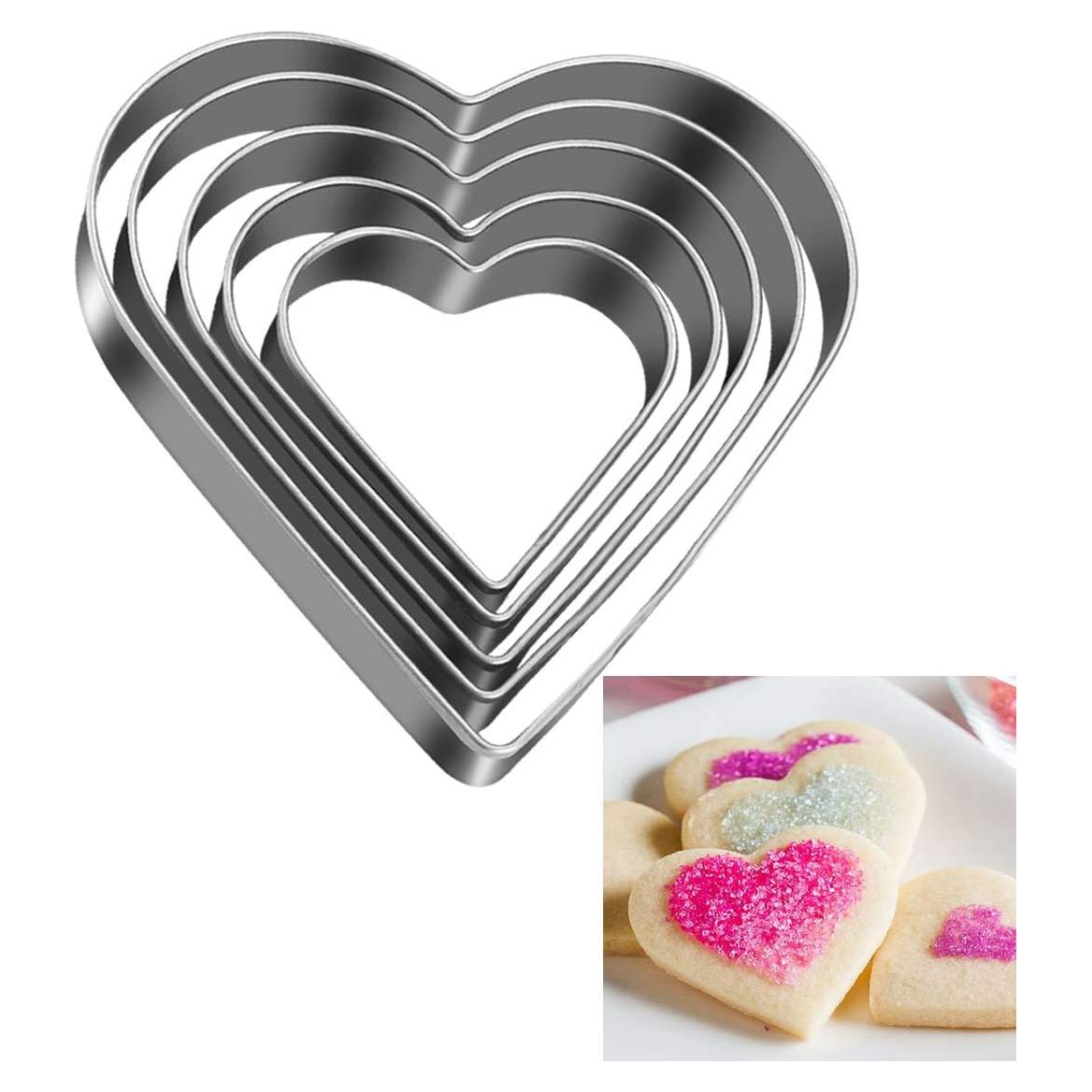 Cortadores de Galletas Corazón Tmflexe - 5 Piezas Acero Inoxidable