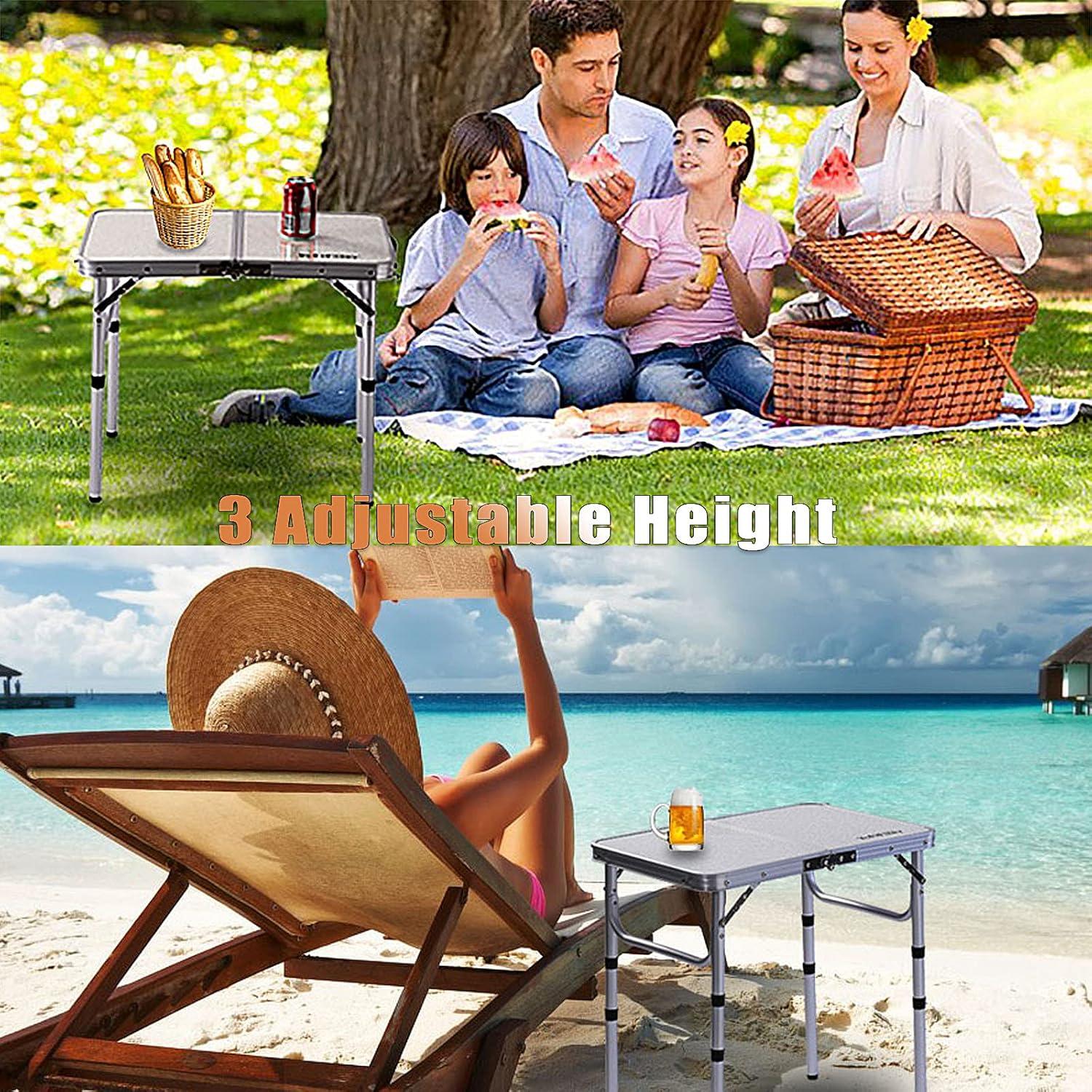 Mesa Plegable Portátil YUFIFAIRY 24x16 Pulgadas 3 Alturas