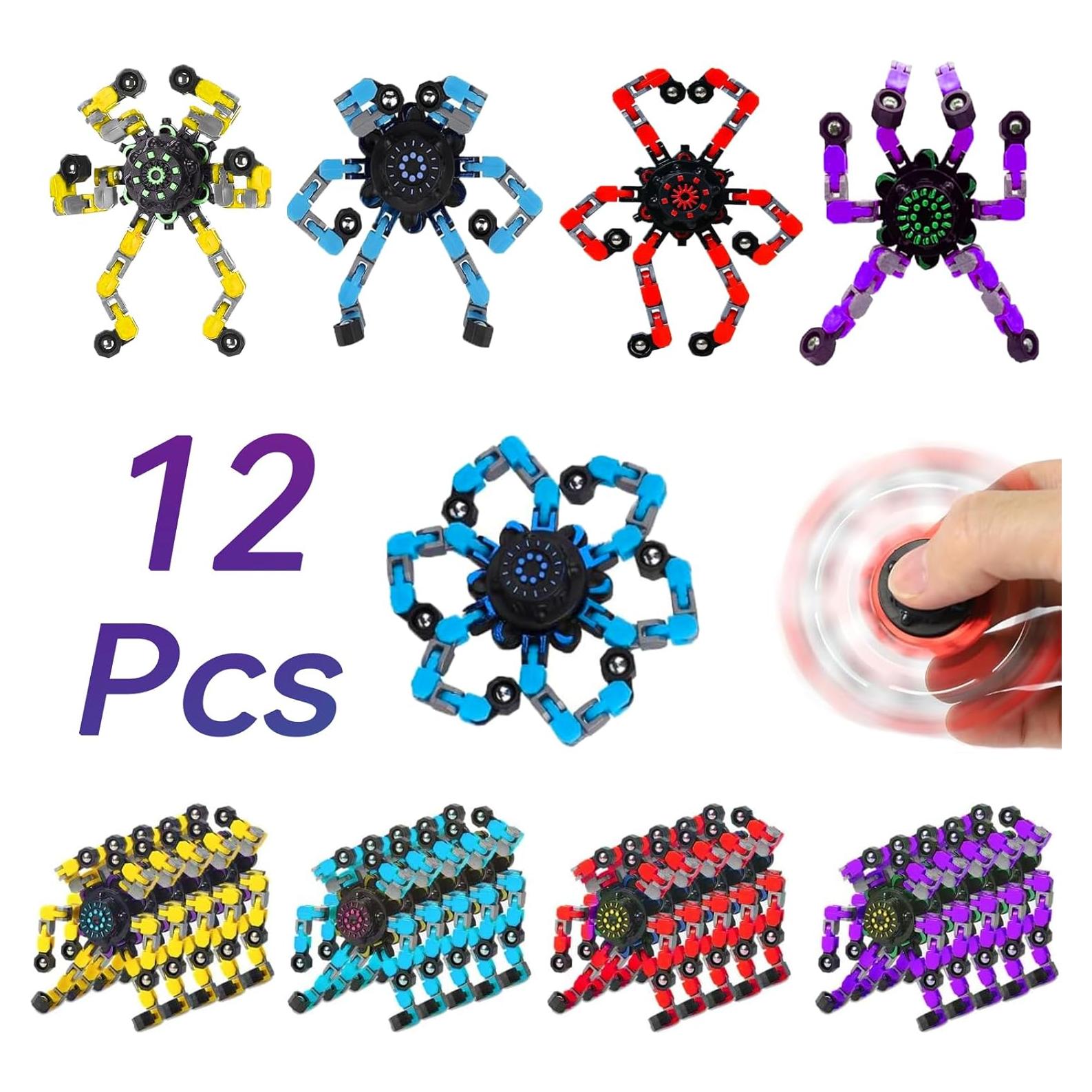 12pcs Juguetes Antiestrés Giradores Deformables para Niños
