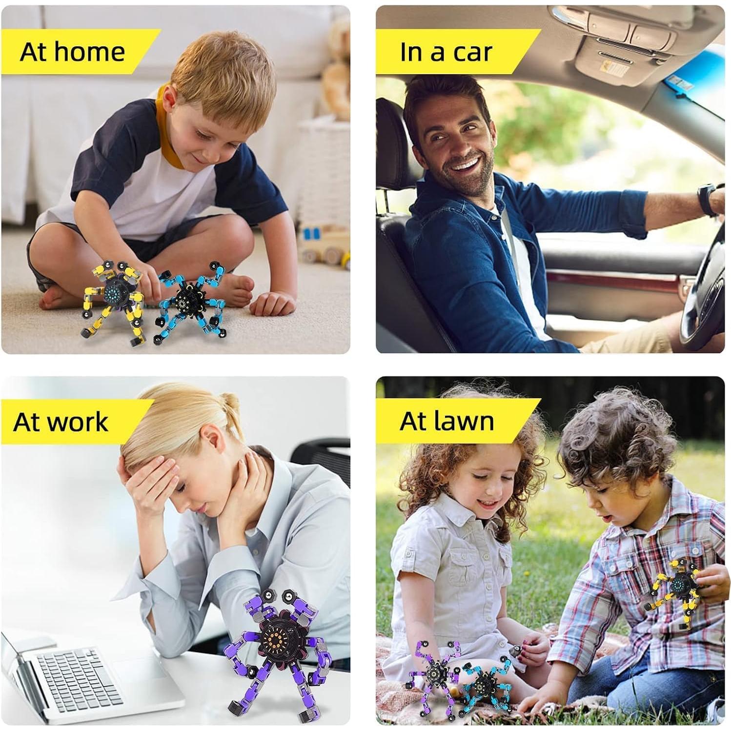 12pcs Juguetes Antiestrés Giradores Deformables para Niños