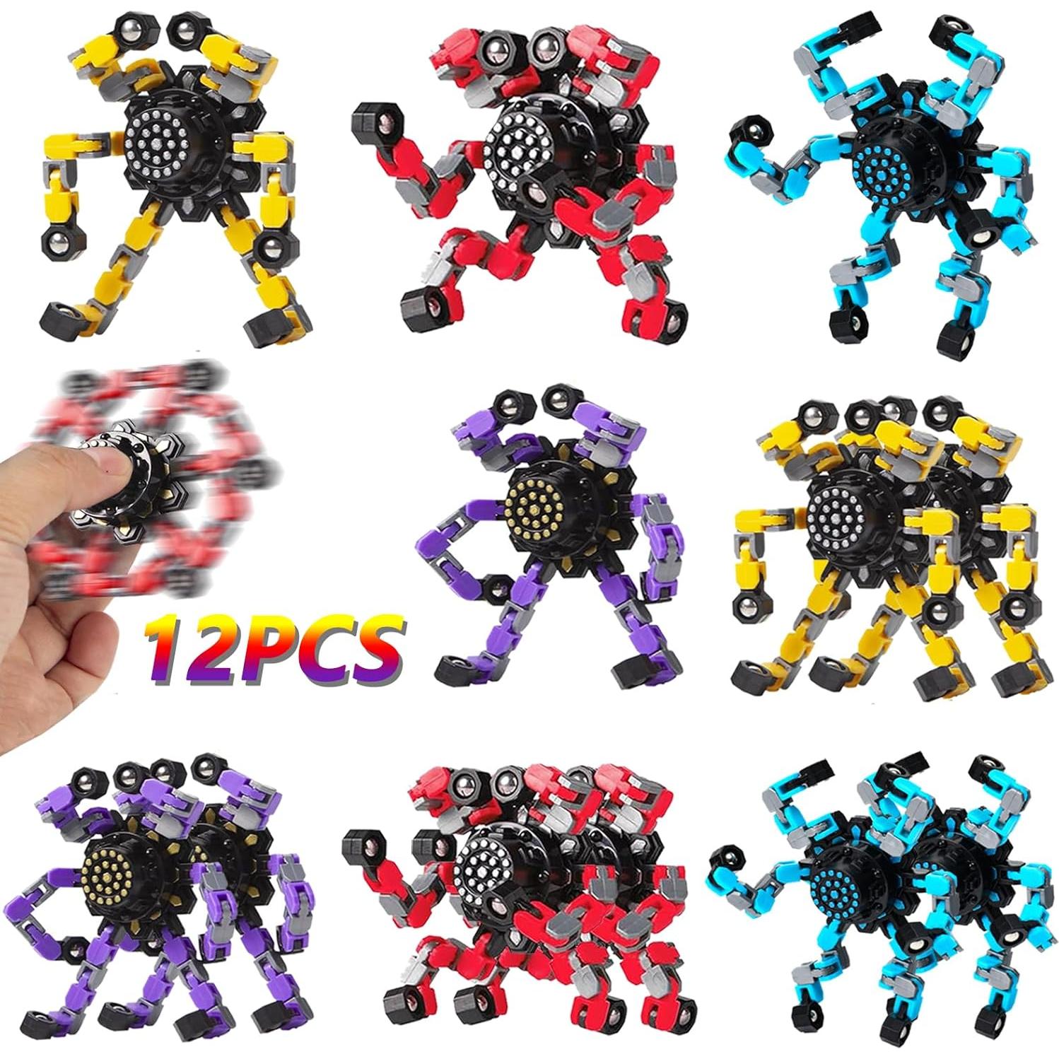 12pcs Juguetes Antiestrés Giradores Deformables para Niños