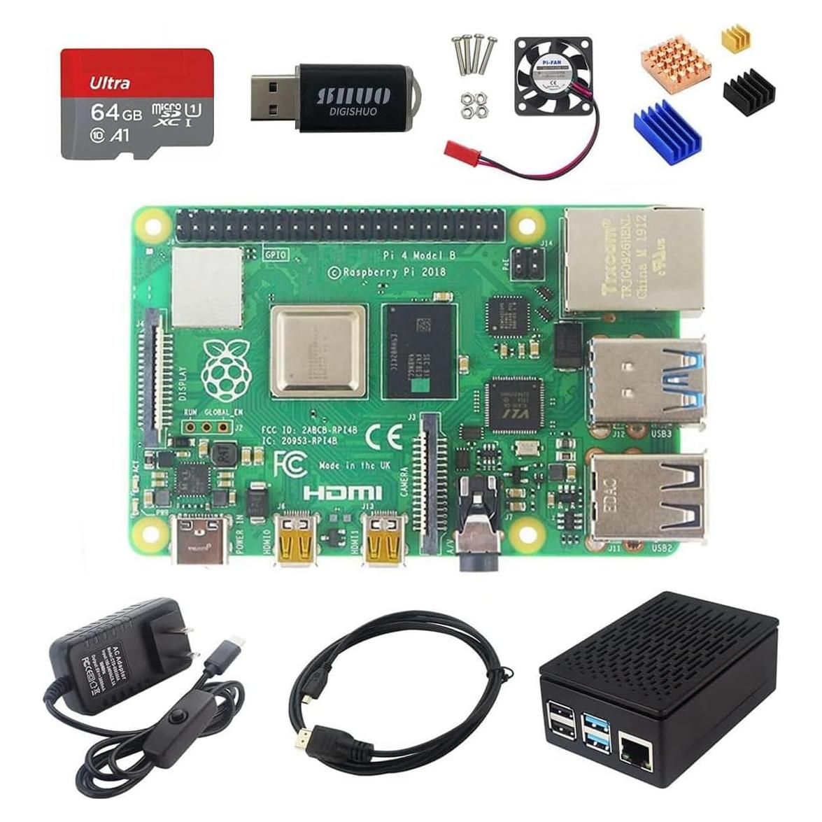 Kit Raspberry Pi 4B 4GB RAM DIGISHUO con Enfriador y Accesorios