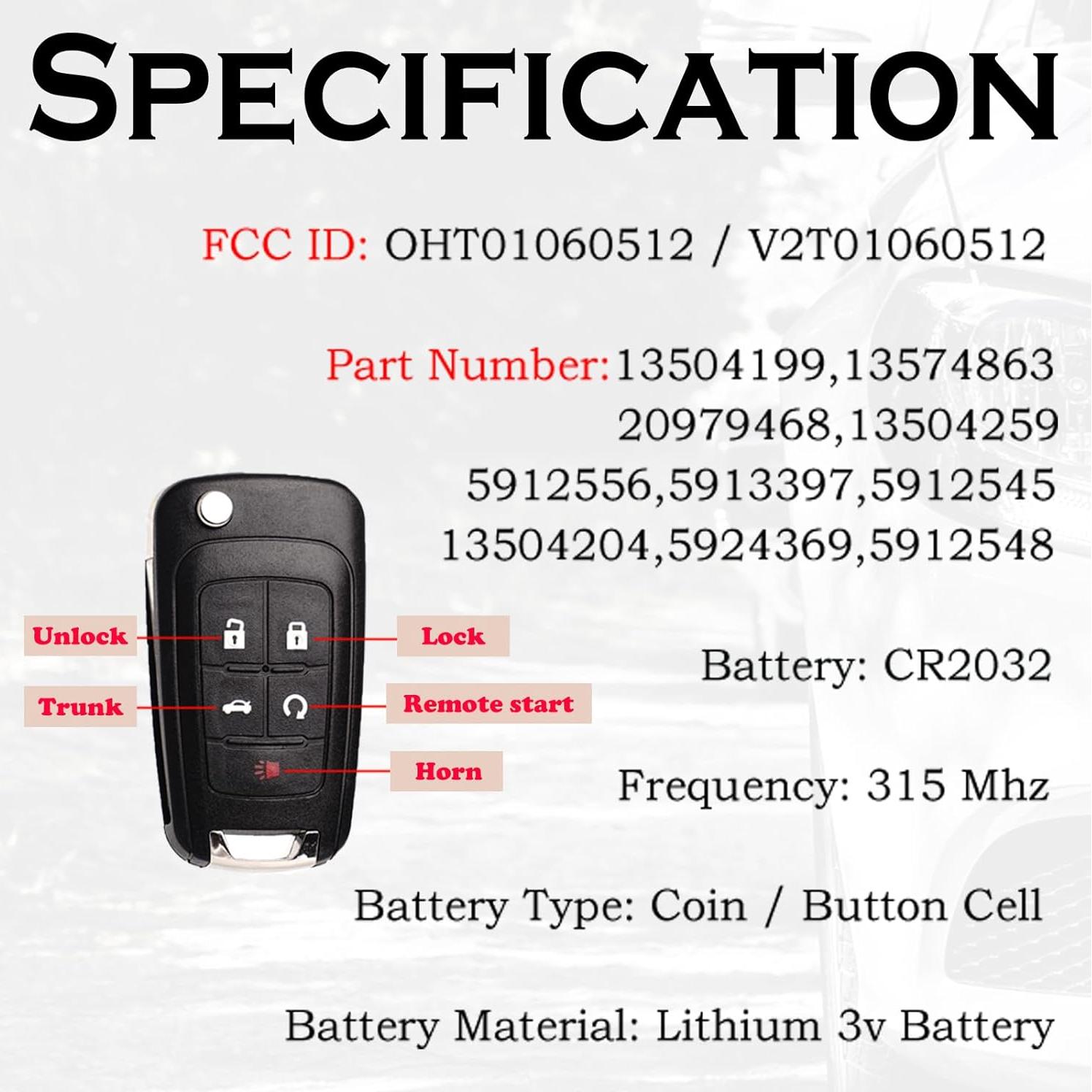 Control Remoto Entrada Sin Llave SUPALAND para Chevy 2010-2021