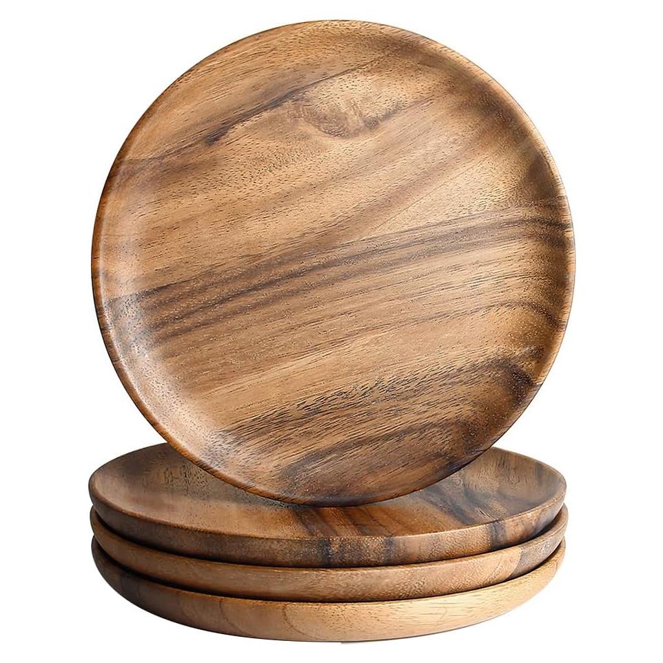 Juego de 4 Platos de Madera IQCWOOD 15.24 cm Redondos