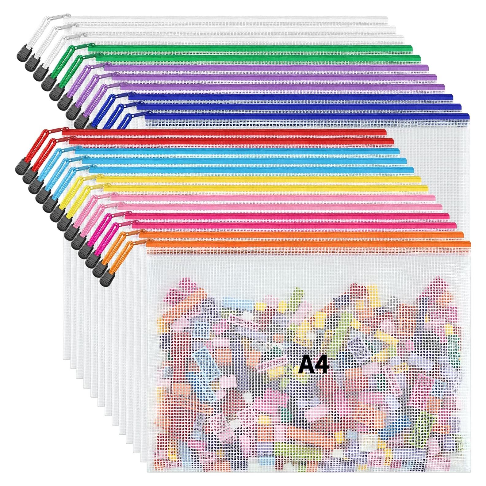 Bolsas de Malla con Cierre JARLINK A4 24 Pcs Multicolor