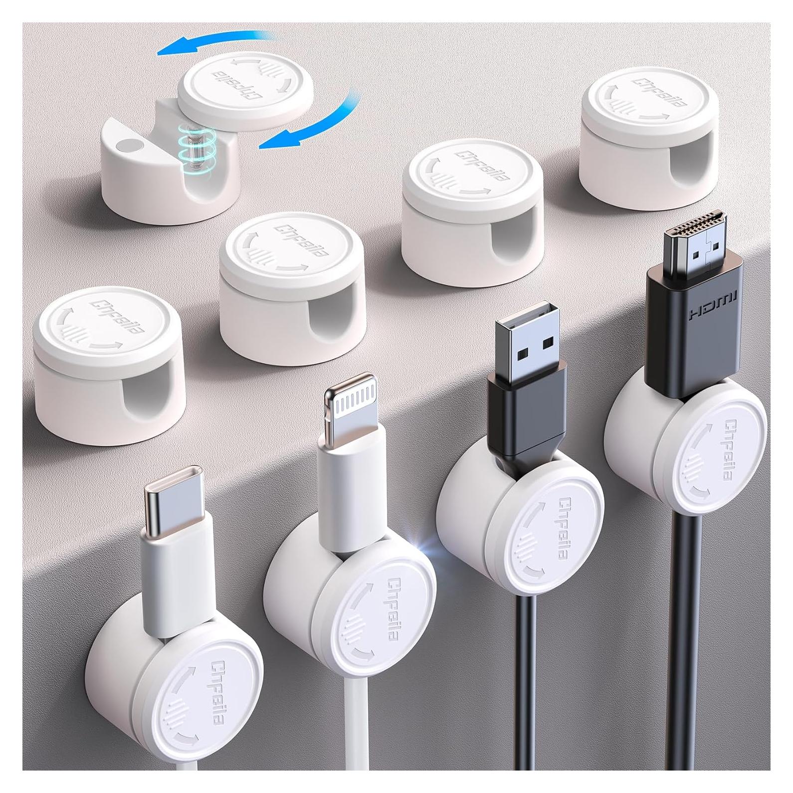 Paquete de 9 Clips Magnéticos Chfeila para Cables - Blanco