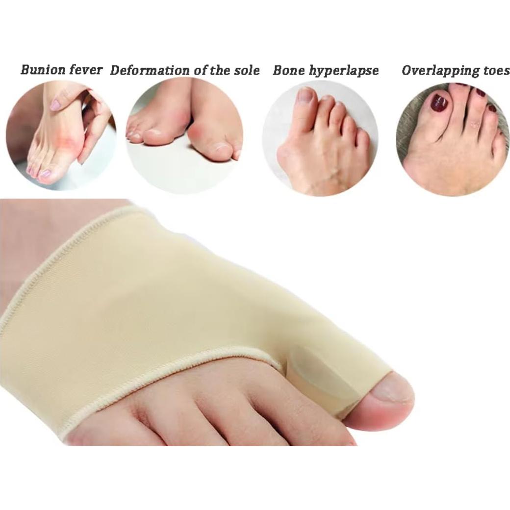 PEXERA Bunion Corrector Splint, 2 Pack, Toe Separator and Silicone Protector for Hallux Valgus, Foot Slip-On (Beige)