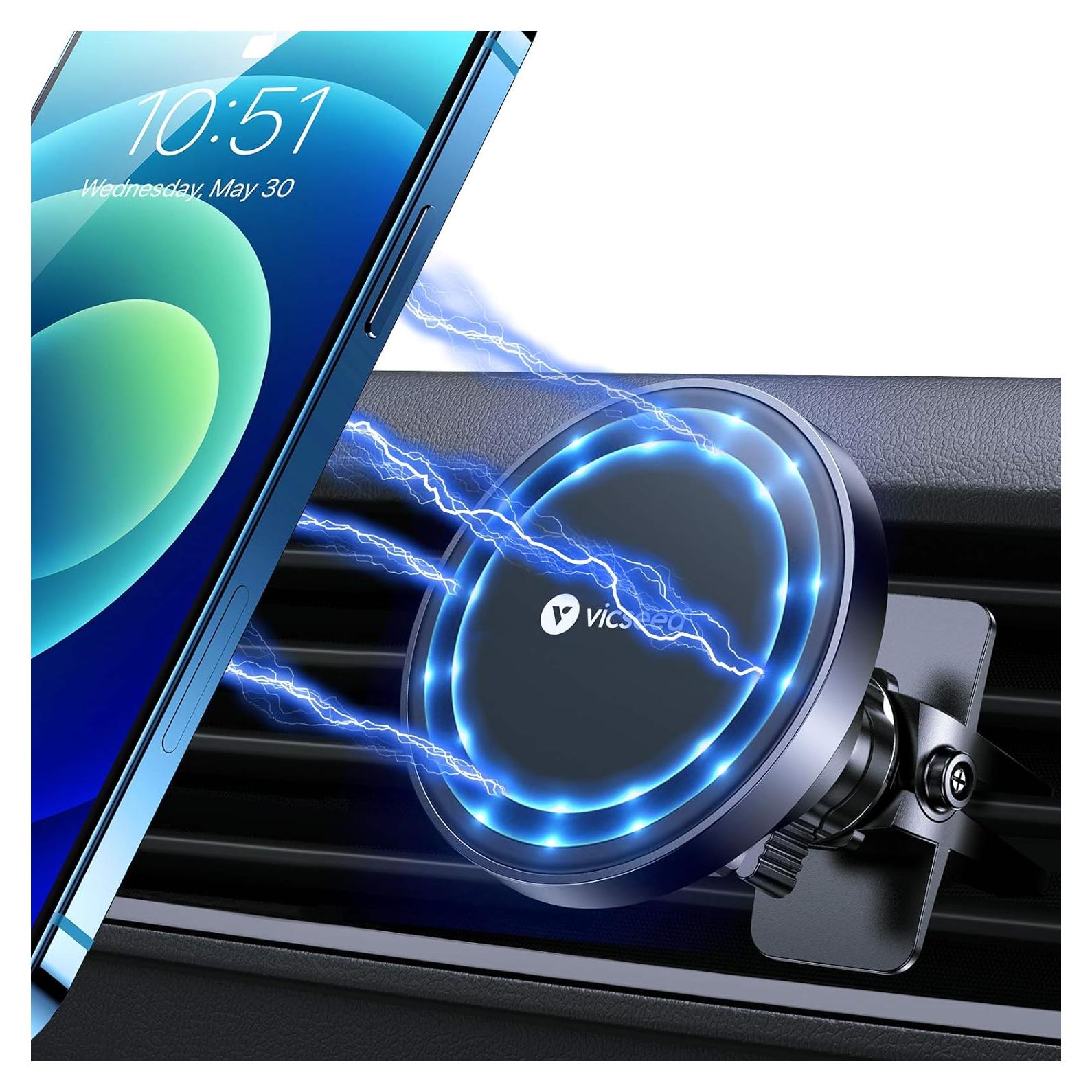 Soporte Magnético para Coche VICSEED MagSafe 360° Negro