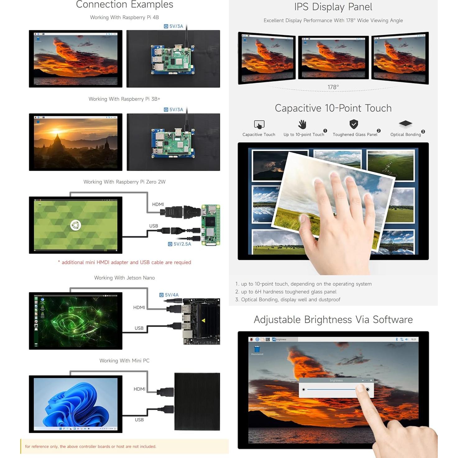 Pantalla LCD Táctil Capacitiva Waveshare 10.1" 1280x800 HDMI