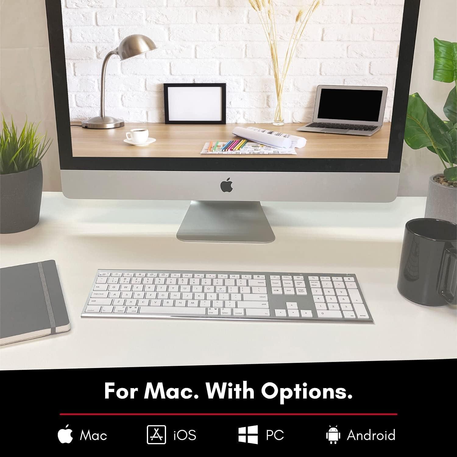 Teclado Bluetooth Inalámbrico Macally Plata - Compatible con Mac y PC