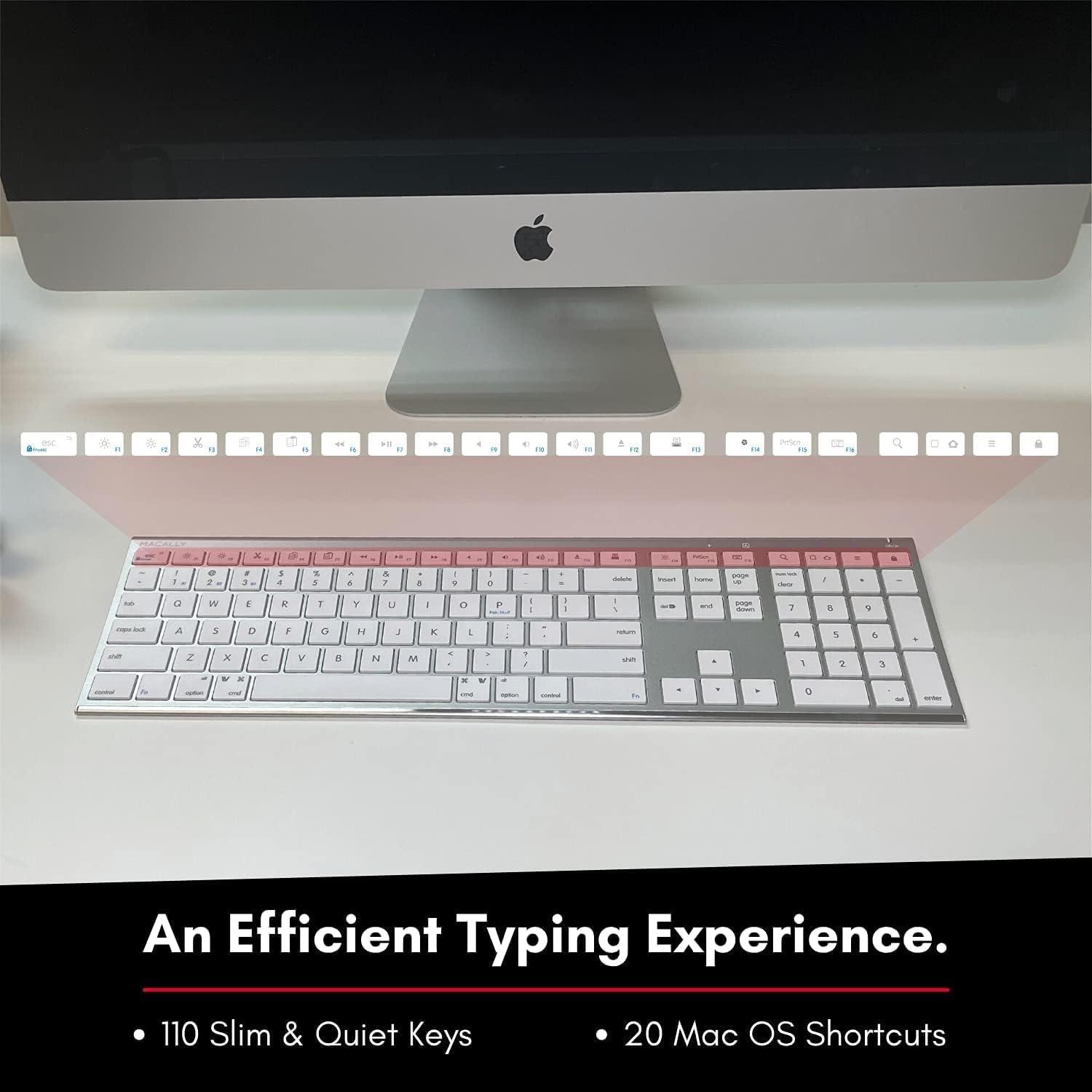 Teclado Bluetooth Inalámbrico Macally Plata - Compatible con Mac y PC