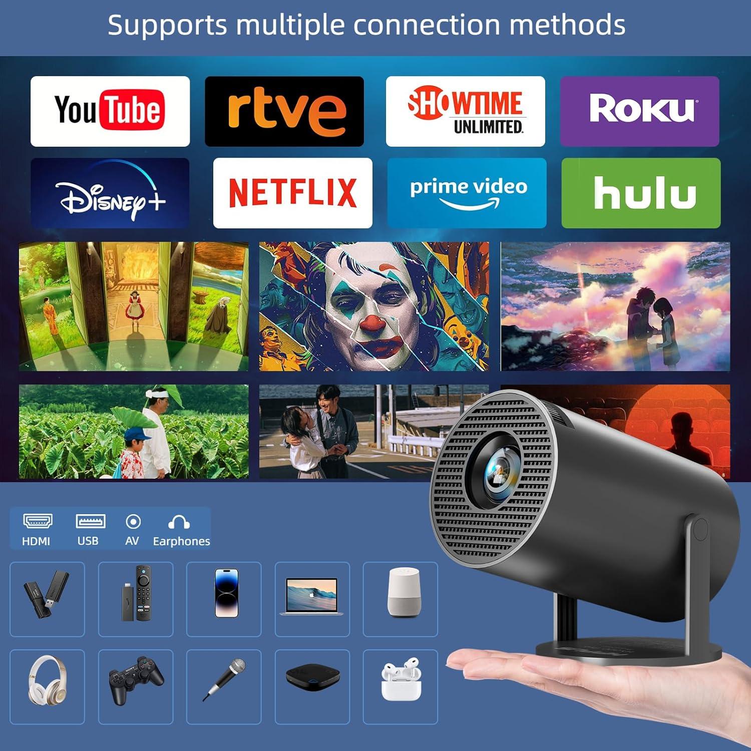 Proyector Mini Inteligente DwellDreams HY300 Pro 4K WiFi Bluetooth