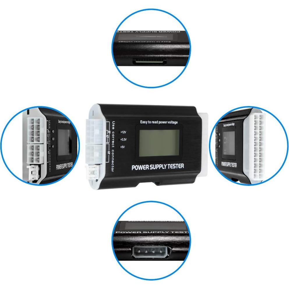 Kingwin PC Computer Power Supply Tester, Digital LCD Screen, ATX/ITX/IDE/HDD/SATA/BYI (KPST-01)