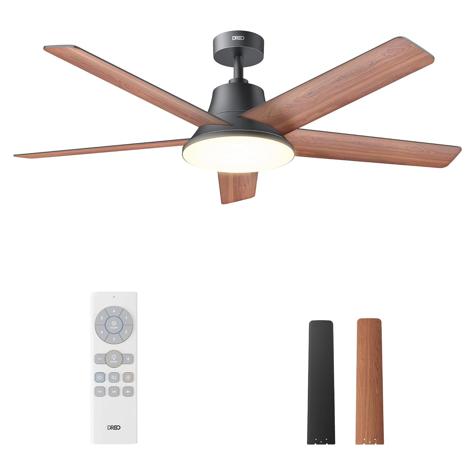 Ventilador de Techo Dreo CLF521 52" Negro con Luz LED y Control Remoto