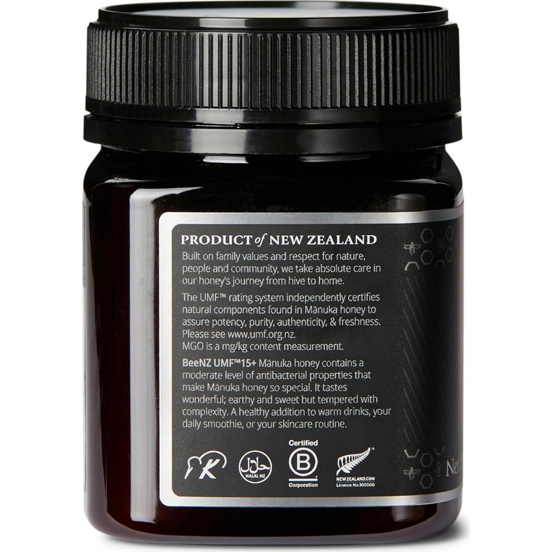 Miel de Manuka Cruda BeeNZ UMF 15+ 250g - Superalimento Natural