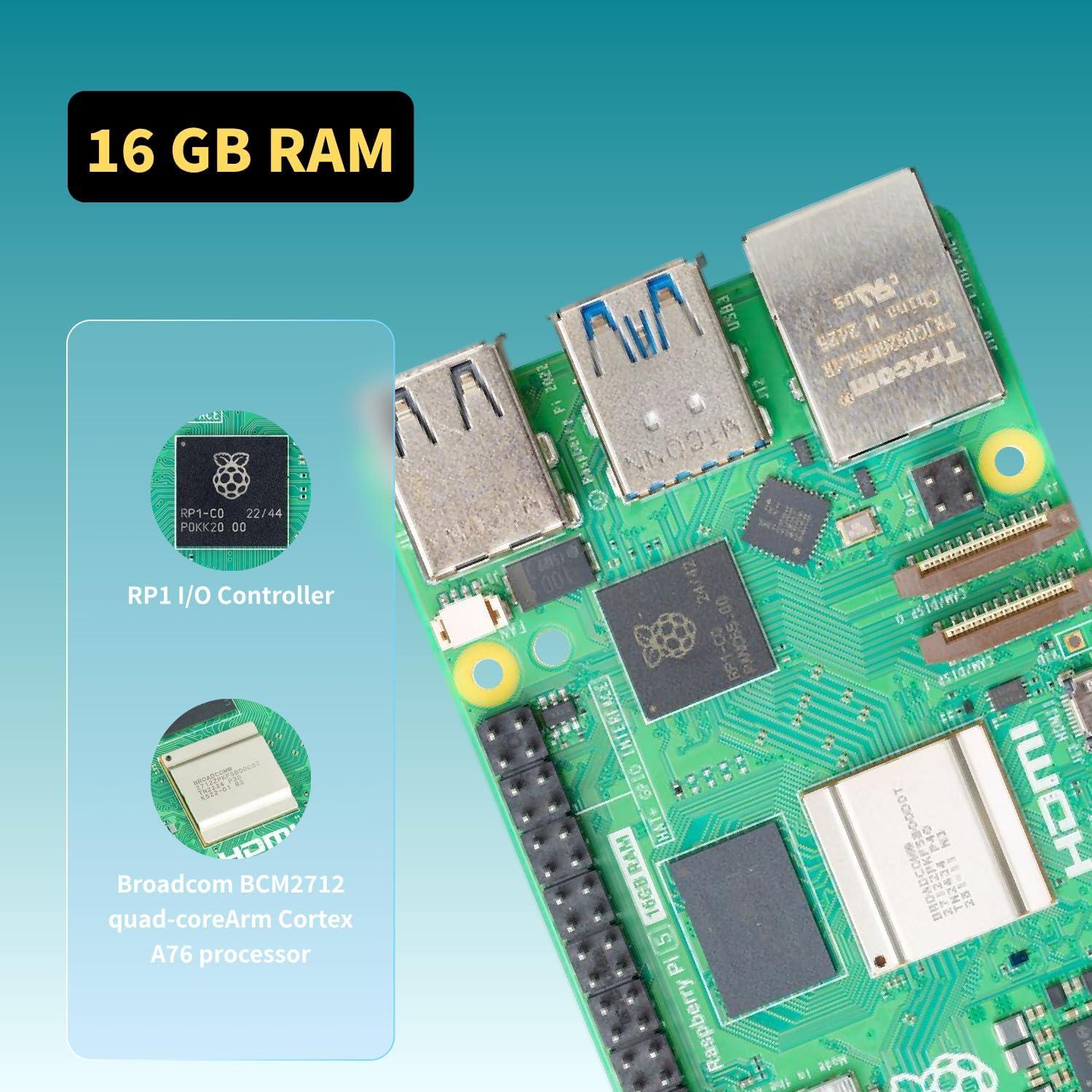 Kit iRasptek Raspberry Pi 5 16GB RAM + 128GB OS + Caja Metal