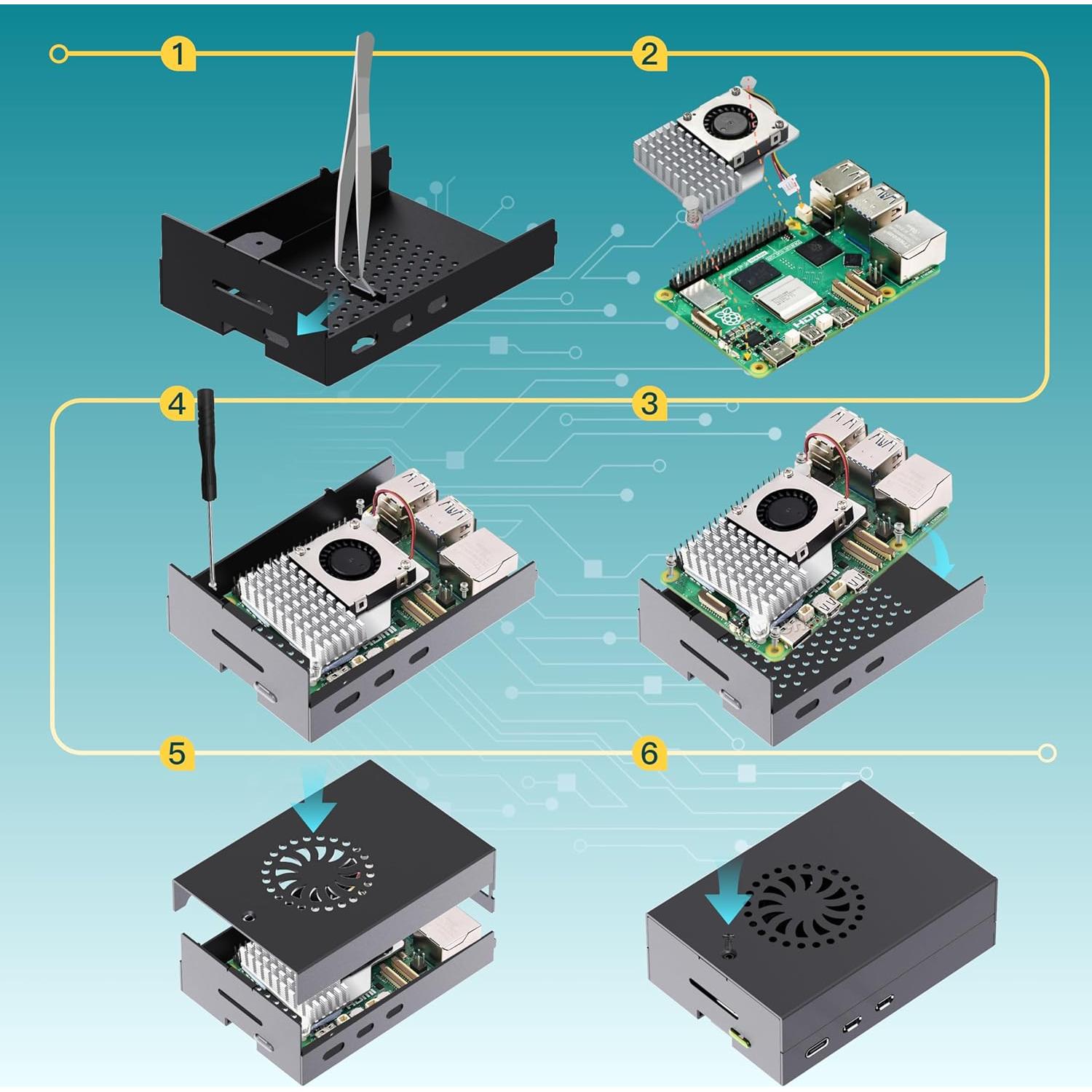 Kit iRasptek Raspberry Pi 5 16GB RAM + 128GB OS + Caja Metal