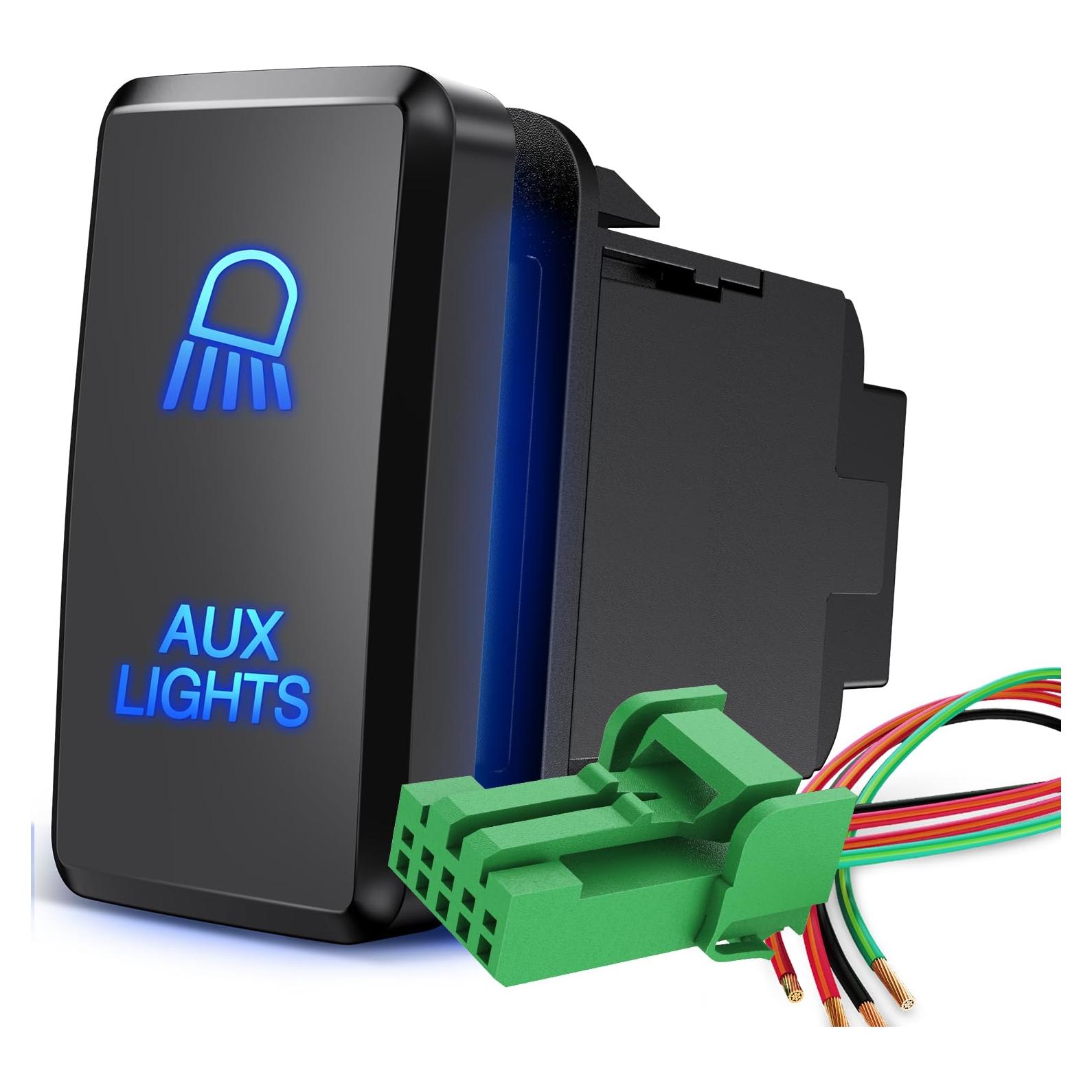 Interruptor de Botón AUX Nilight 12V con Kit de Cable 3.91x2.11cm