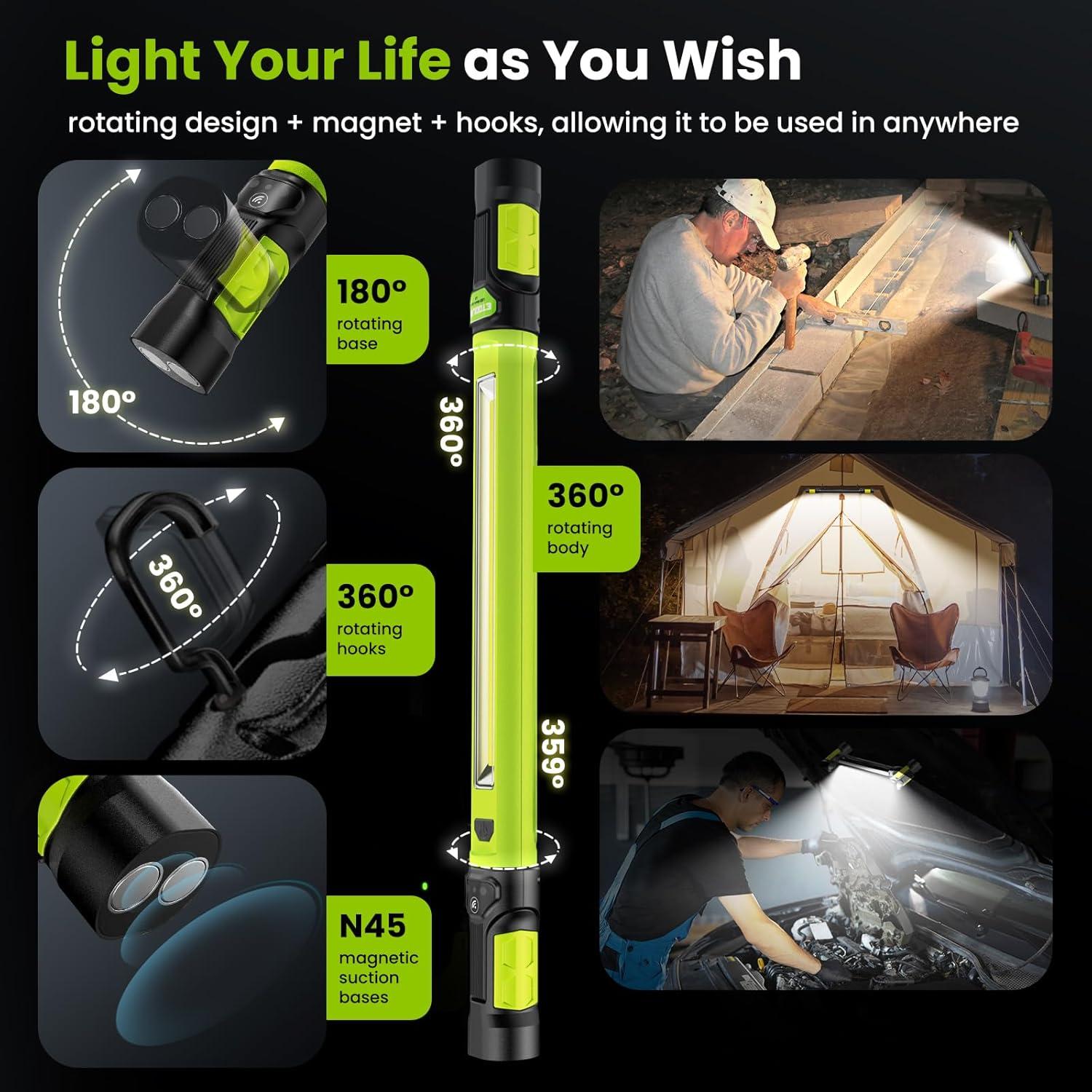 Luz de Trabajo LED ETOOLAB 3000LM Inalámbrica Verde