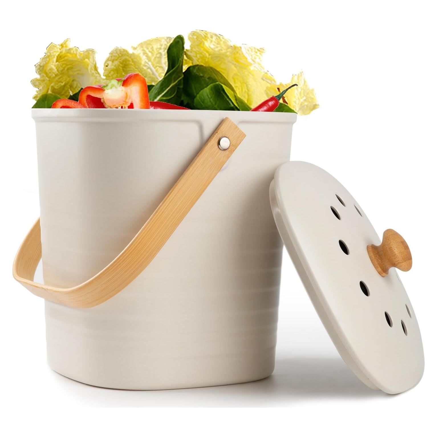 Contenedor de Compost LALASTAR 3.78L Fibra de Bambú Crema