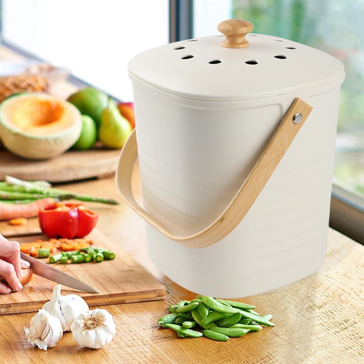 Contenedor de Compost LALASTAR 3.78L Fibra de Bambú Crema