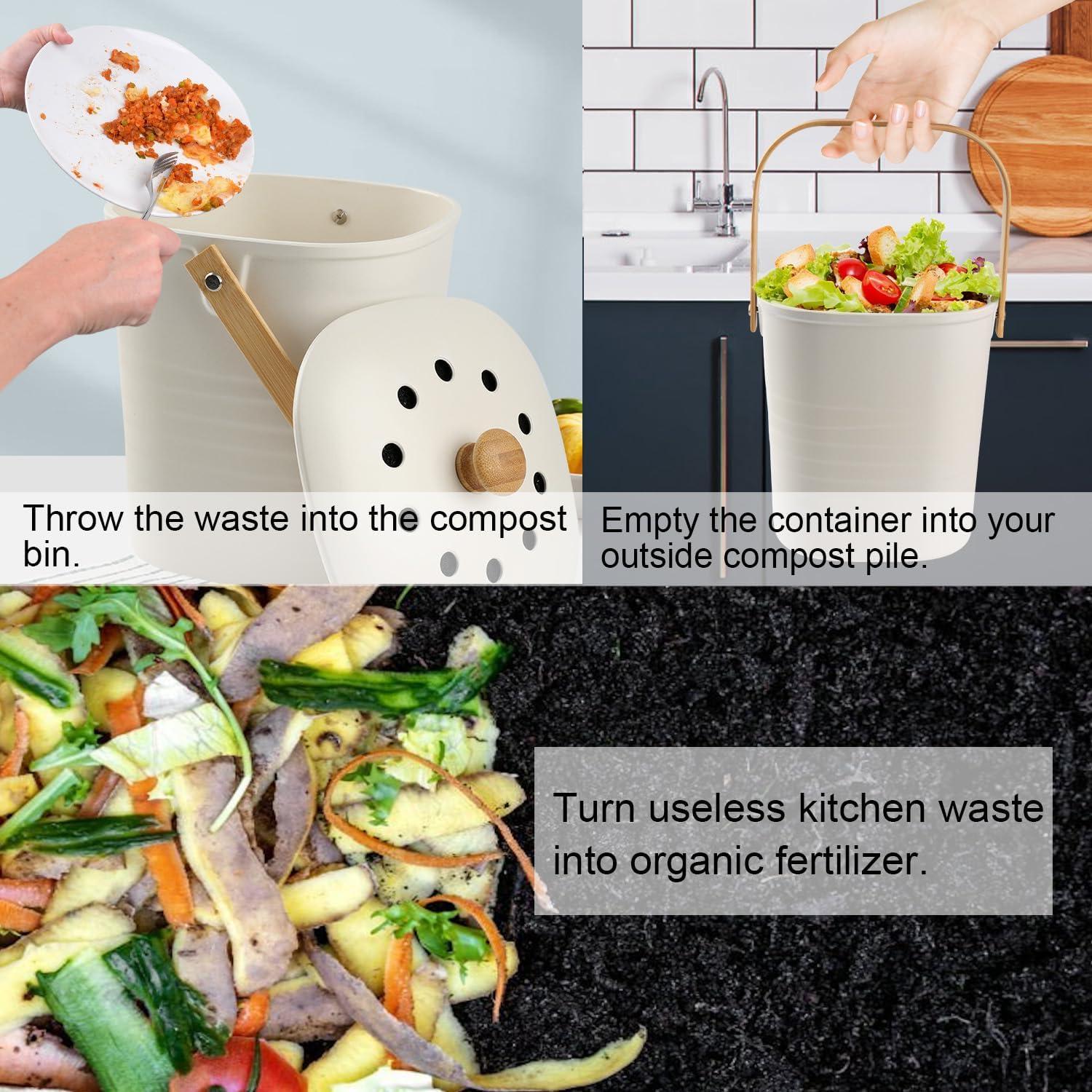 Contenedor de Compost LALASTAR 3.78L Fibra de Bambú Crema