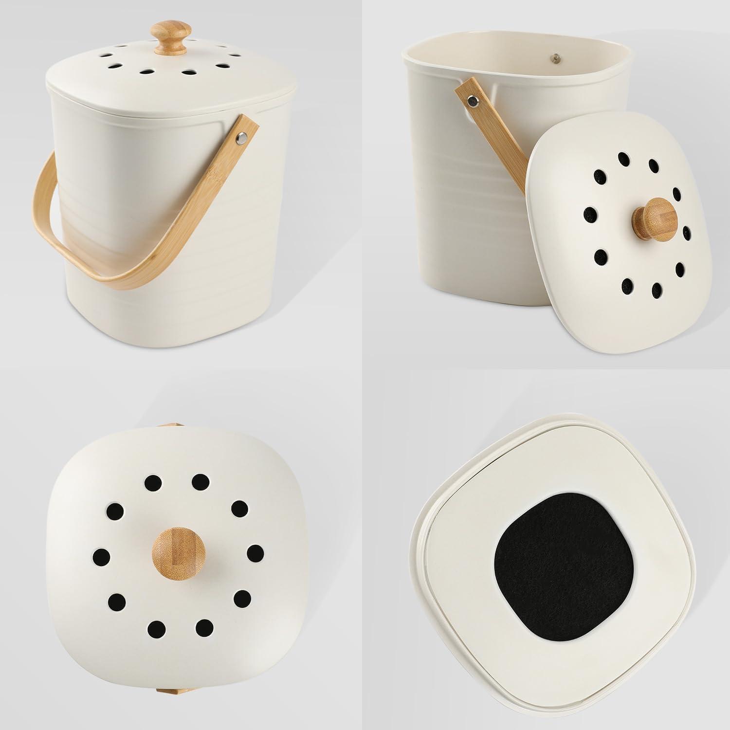 Contenedor de Compost LALASTAR 3.78L Fibra de Bambú Crema