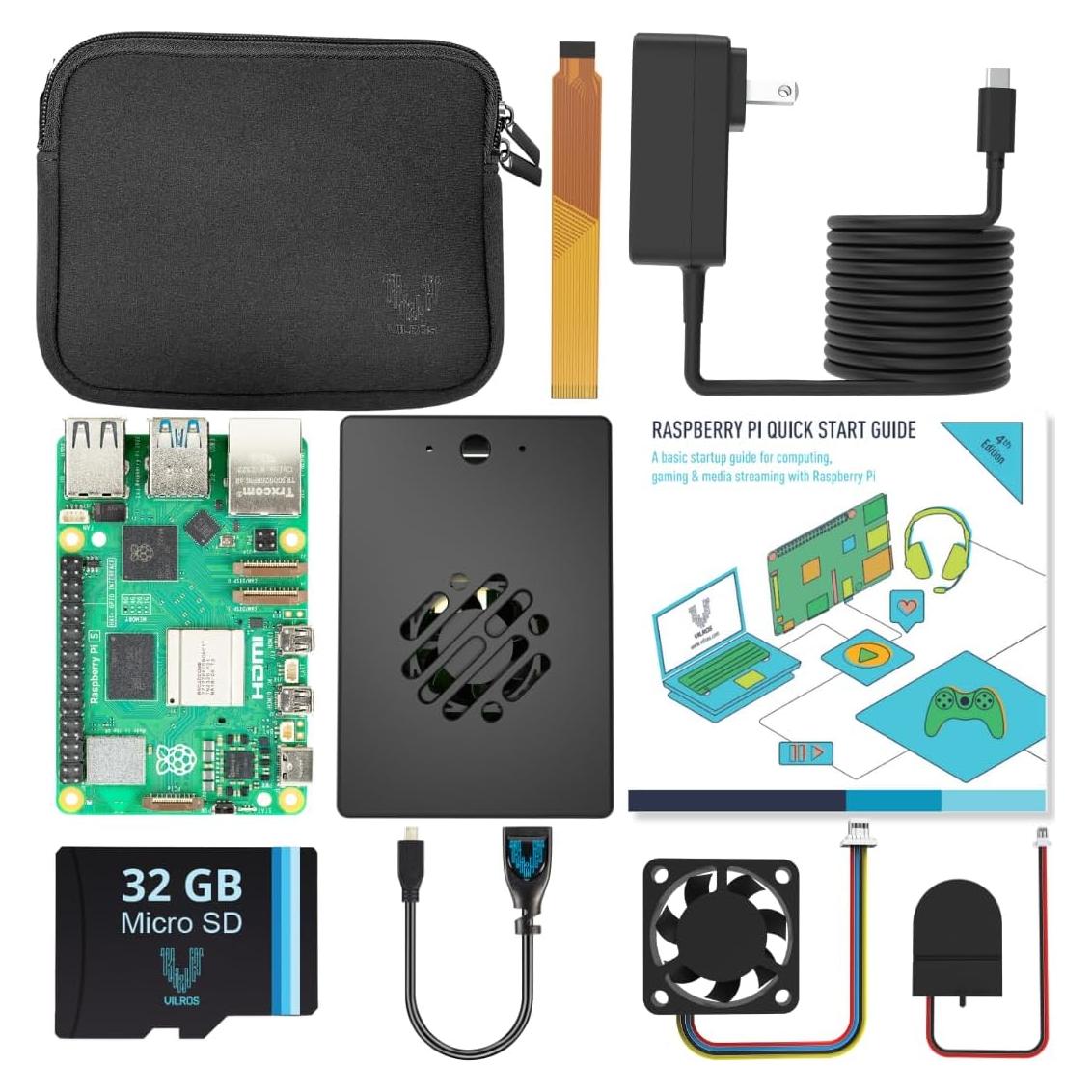 Kit de Inicio Raspberry Pi 5 Vilros con Enfriamiento Dual 2GB
