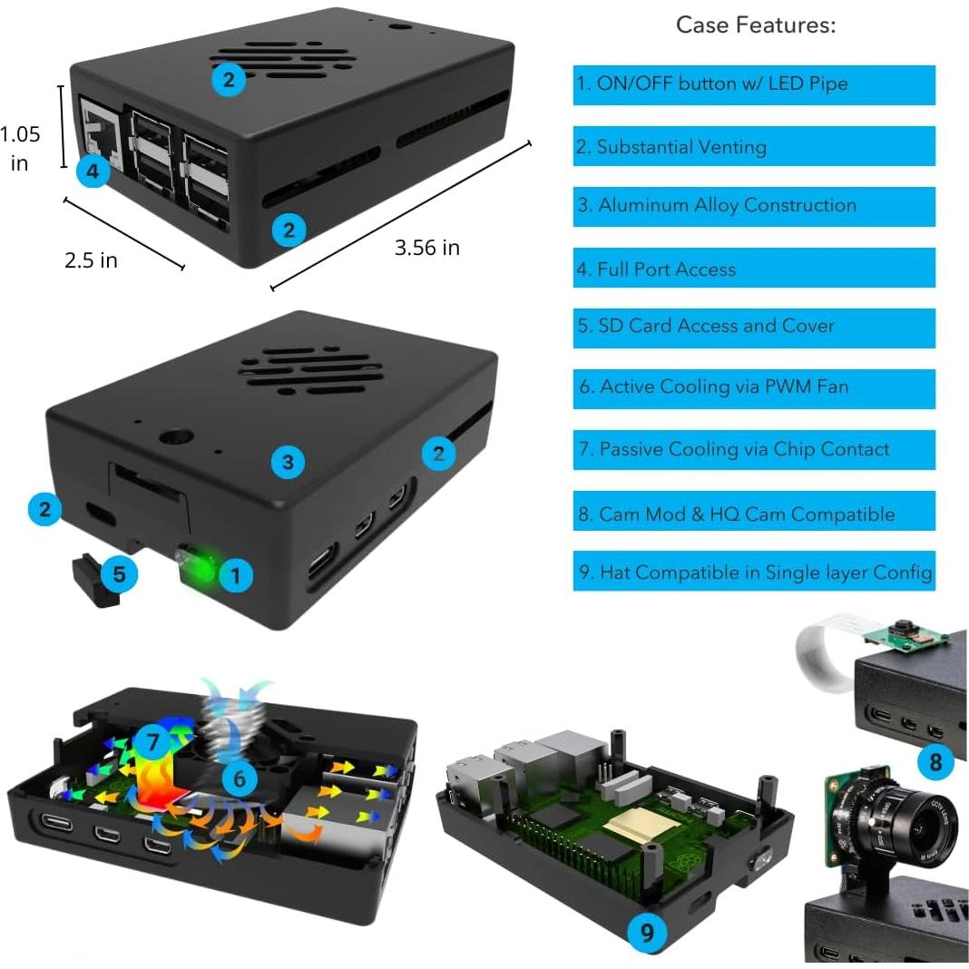 Kit de Inicio Raspberry Pi 5 Vilros con Enfriamiento Dual 2GB