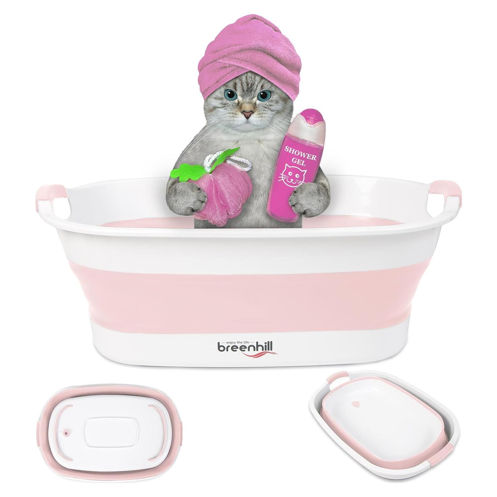 Bañera Plegable para Mascotas BREENHILL Rosa 23L