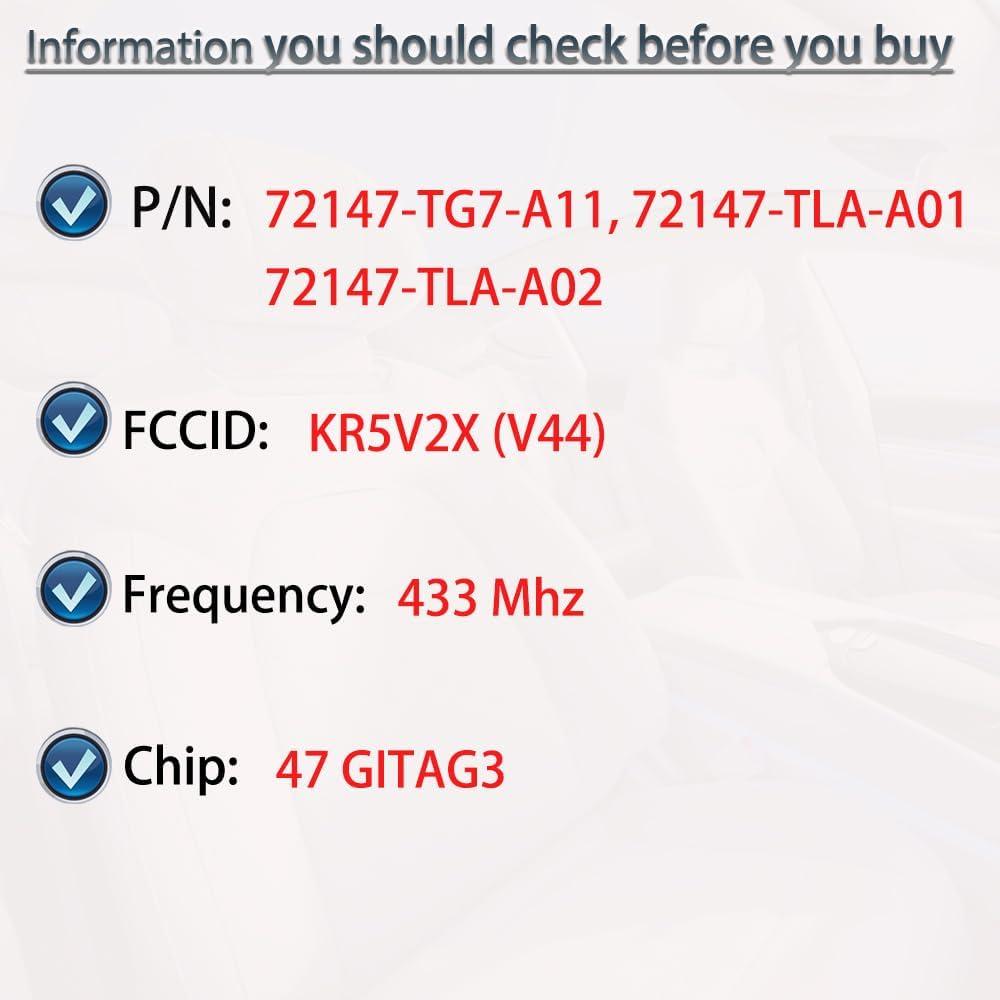 Llave de control remoto Honda CRV Civic Pilot 2016-2021