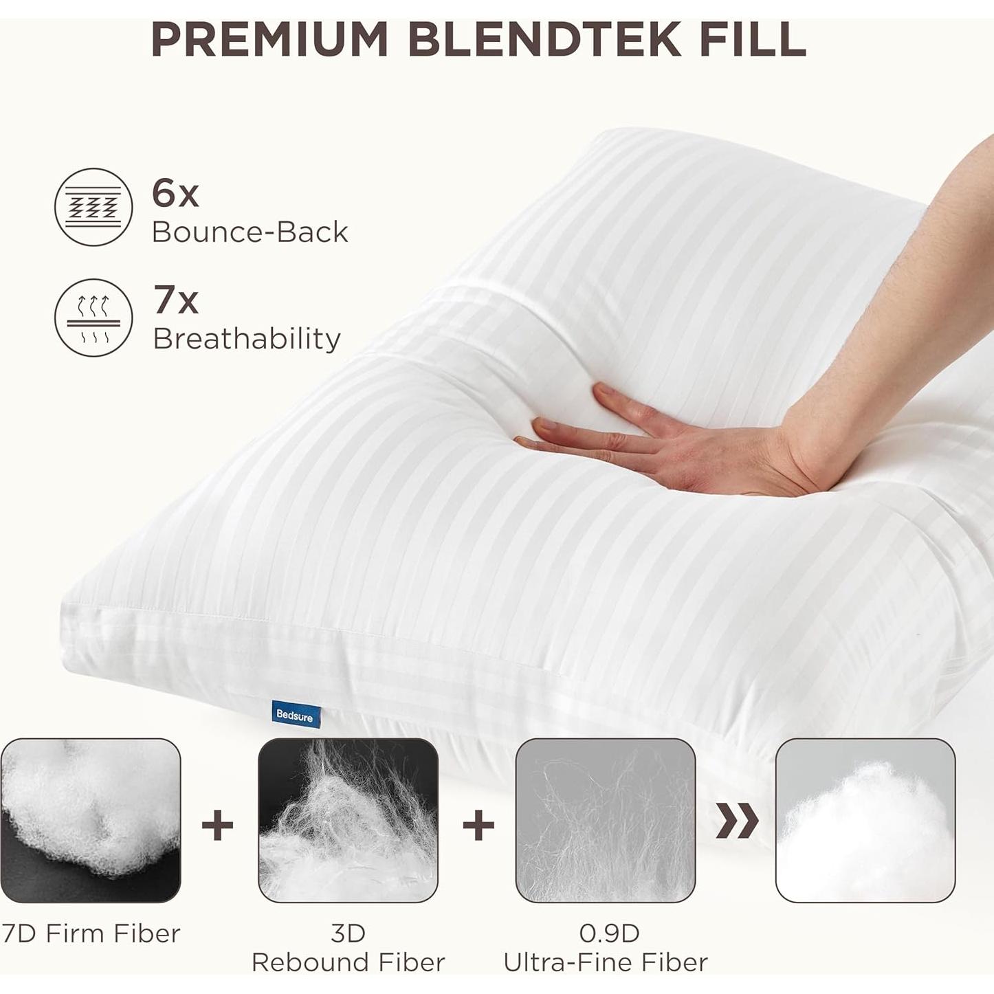 Bedsure Adjustable Layer Bed Pillows for Sleeping - Luxury, Fluffy Queen Pillows Set of 2, Assemblable Firmness & Height with 100% Cotton Cover, Machine Washable for Back, Stomach or Side Sleepers