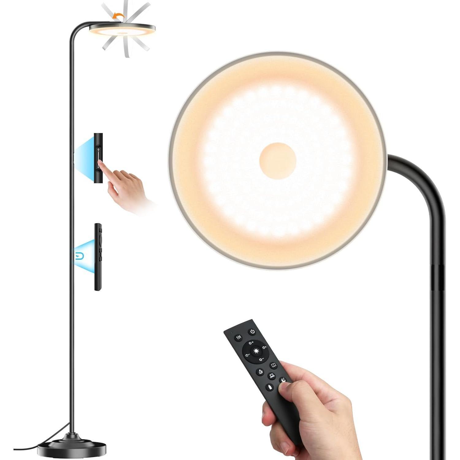 Lámpara de Pie LED SIBRILLE 36W Regulable con Control Remoto